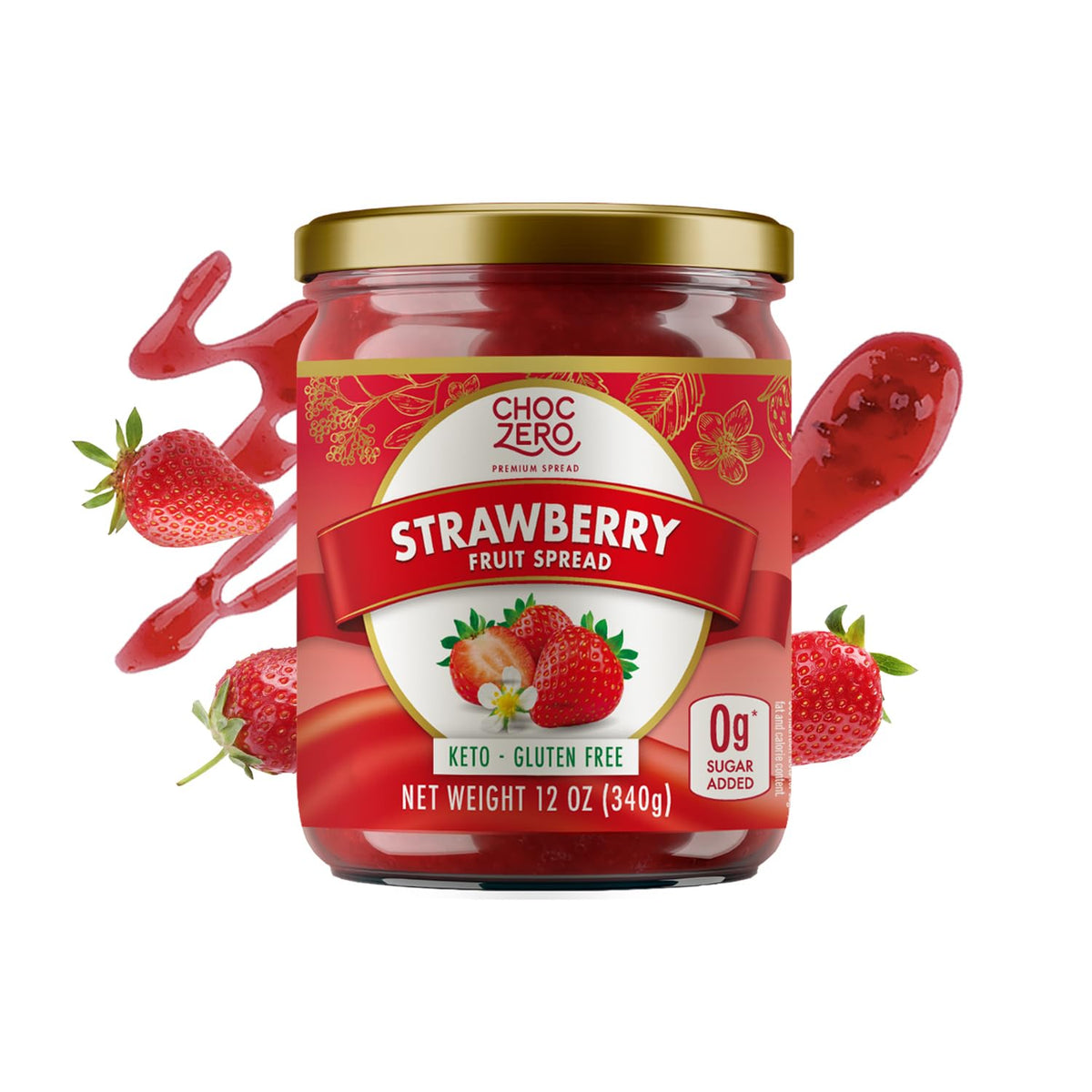 ChocZero Keto Strawberry Spread jar shown, zero added sugar option for keto breakfasts