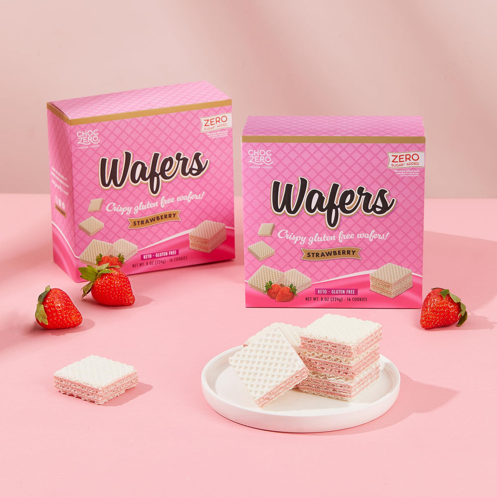 ChocZero Strawberry Wafer Cookies individually wrapped for freshness on the go.