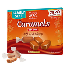 ChocZero sugar-free caramels box for convenient keto-friendly snacking.