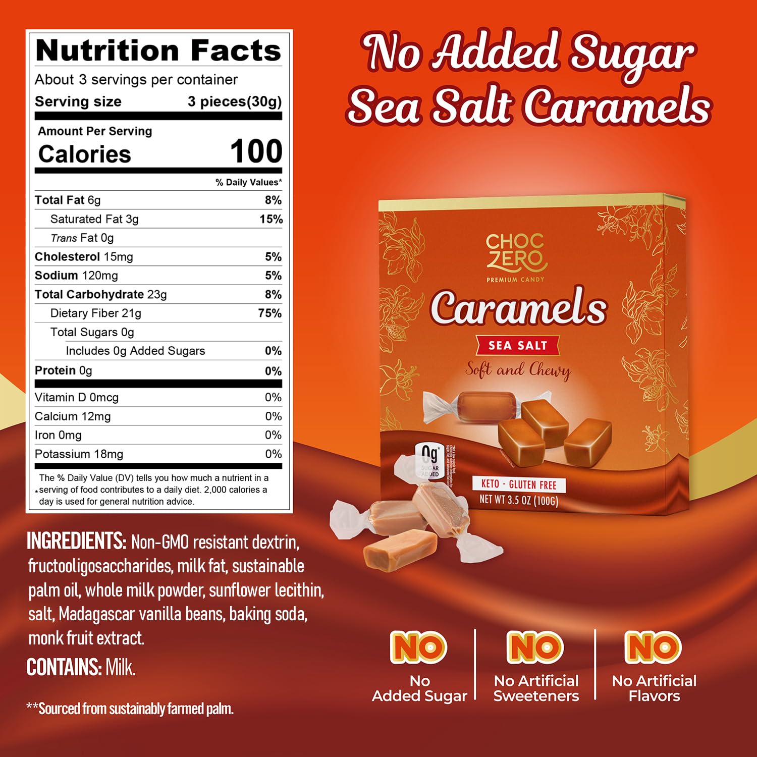 ChocZero Sugar Free Caramels close-up showing creamy soft texture
