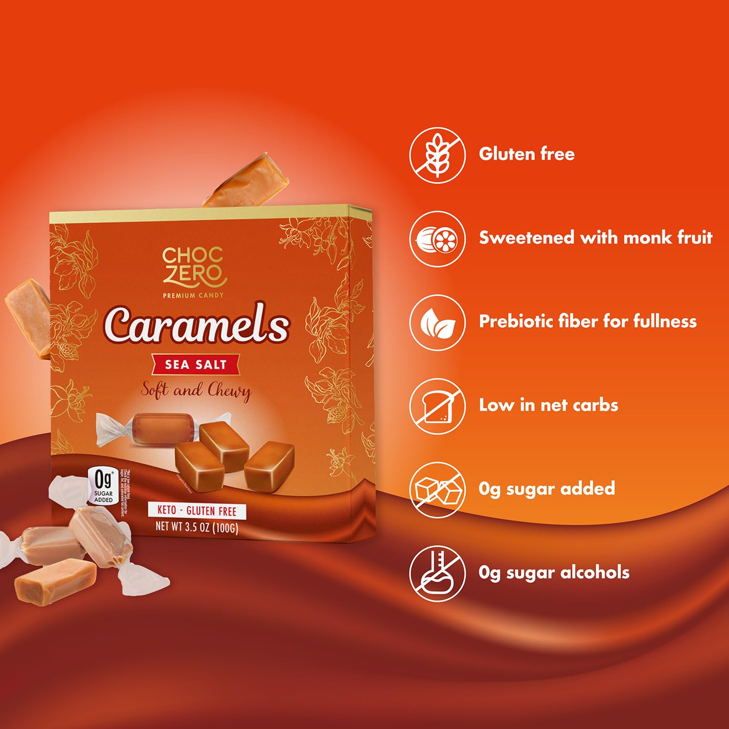 ChocZero individually wrapped caramels ideal for on-the-go snacking