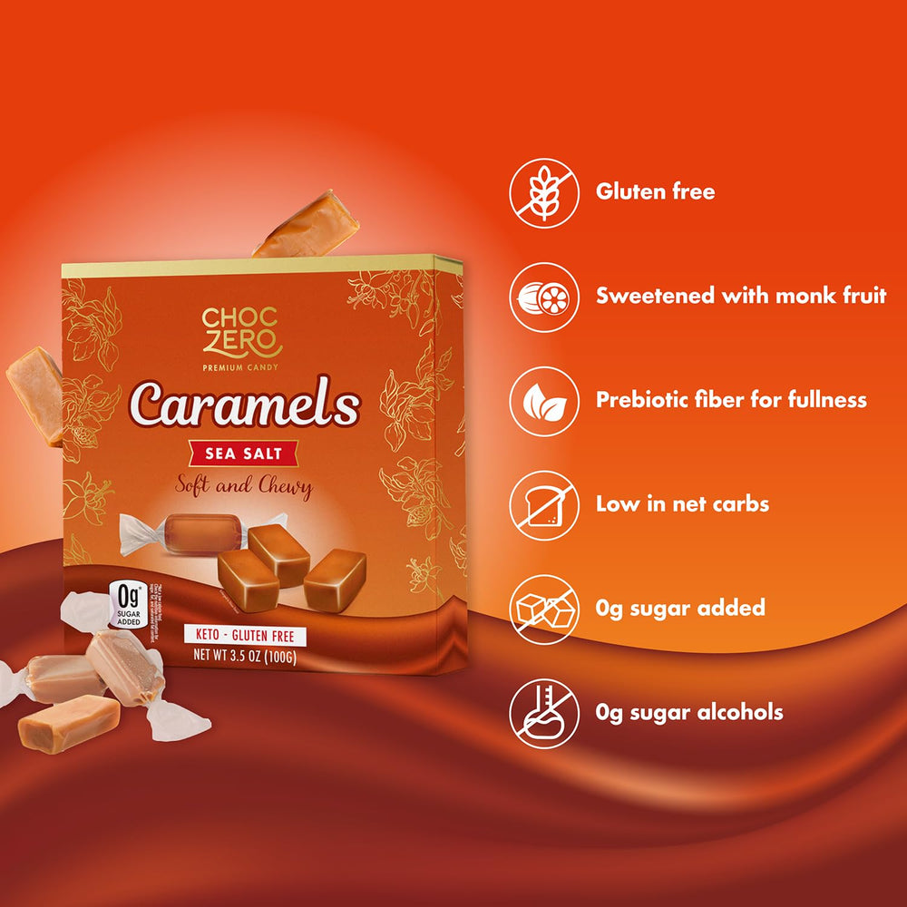 ChocZero individually wrapped caramels ideal for on-the-go snacking