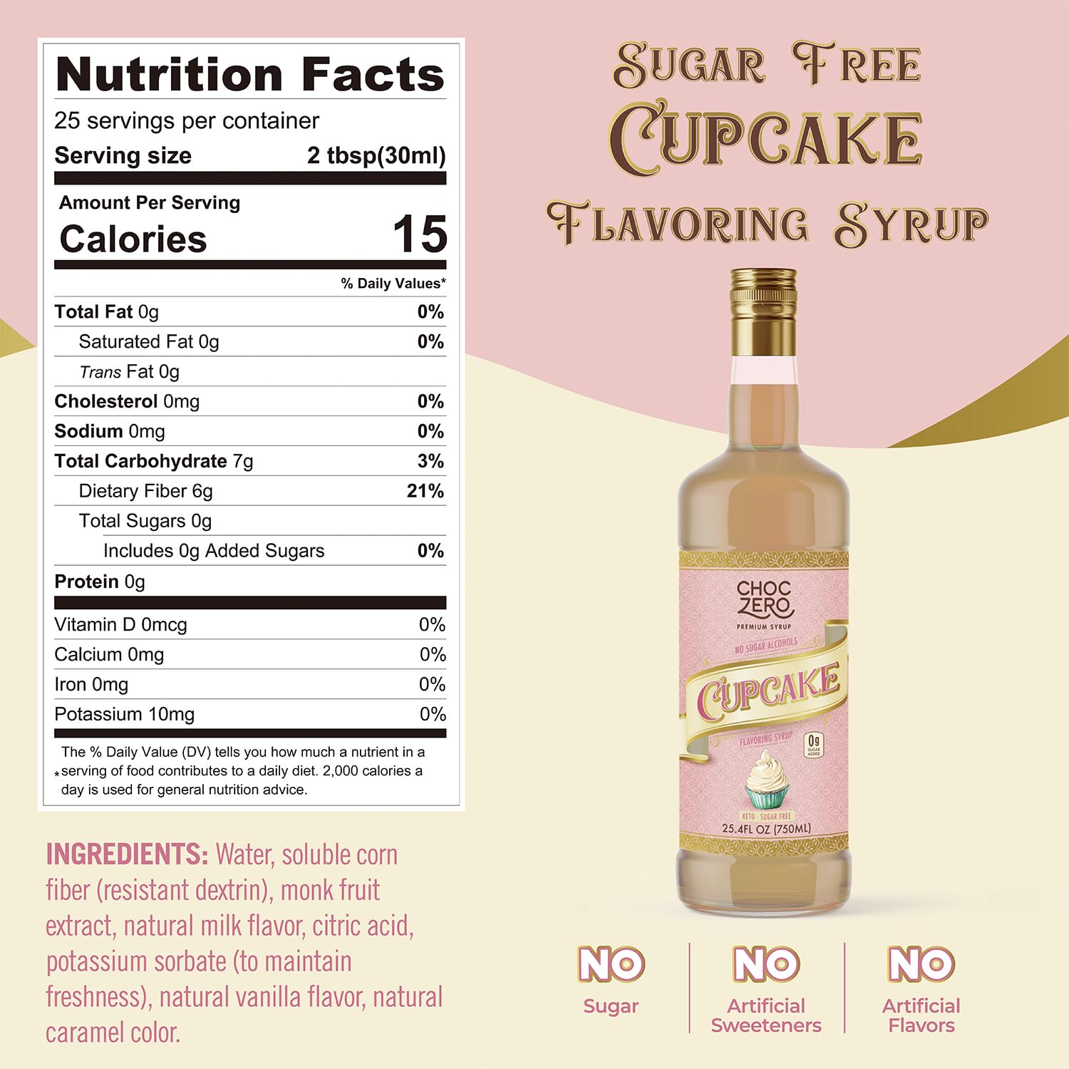 ChocZero sugar-free cupcake syrup enhances a latte with cupcake flavor.