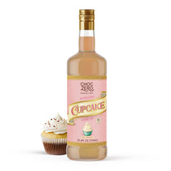 ChocZero sugar-free cupcake syrup poured over coffee for a rich, guilt-free boost.