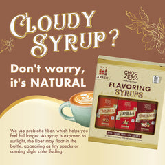 ChocZero hazelnut sugar-free syrup bottle for rich dairy-free crema.