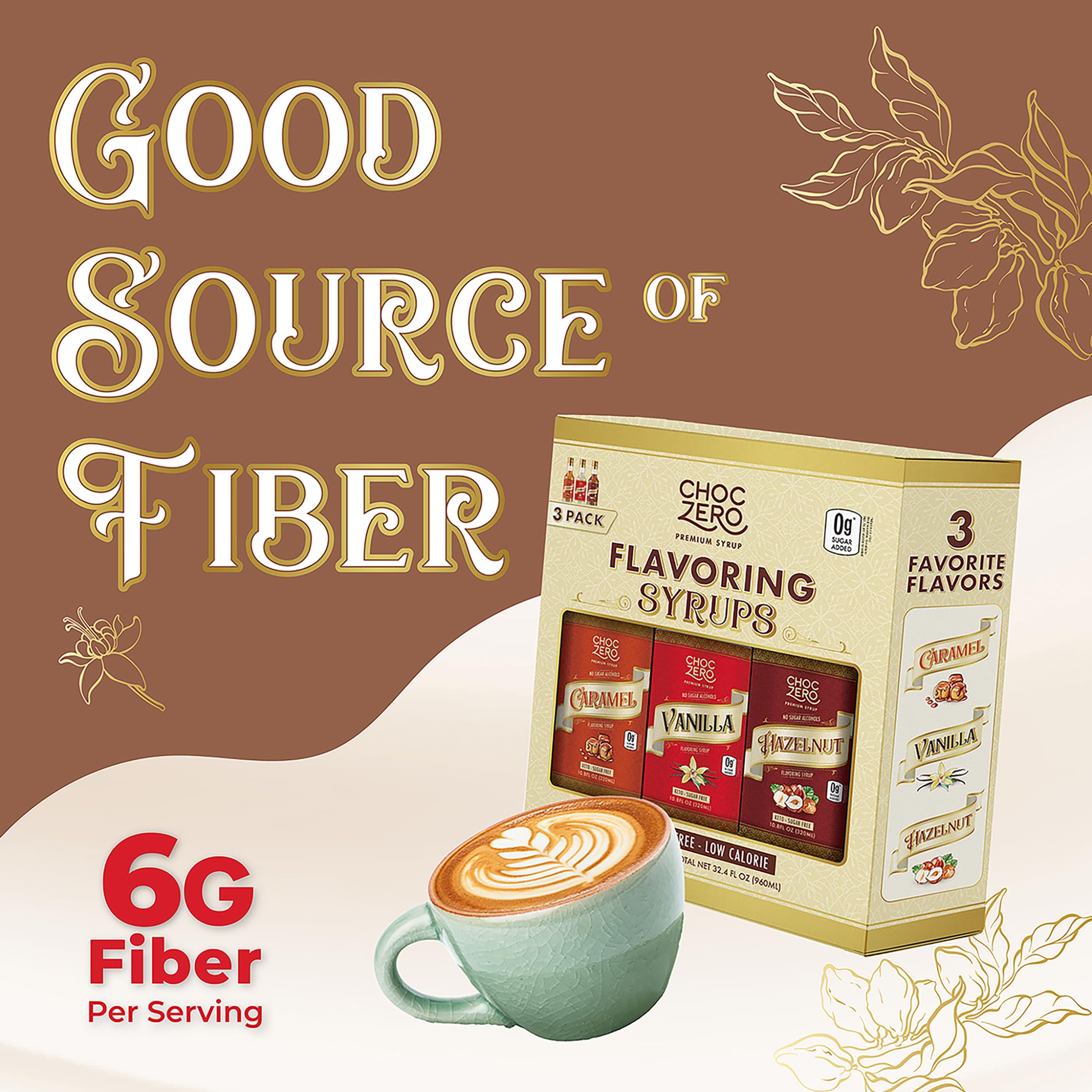 ChocZero sugar-free syrup poured into coffee for aroma and flavor.