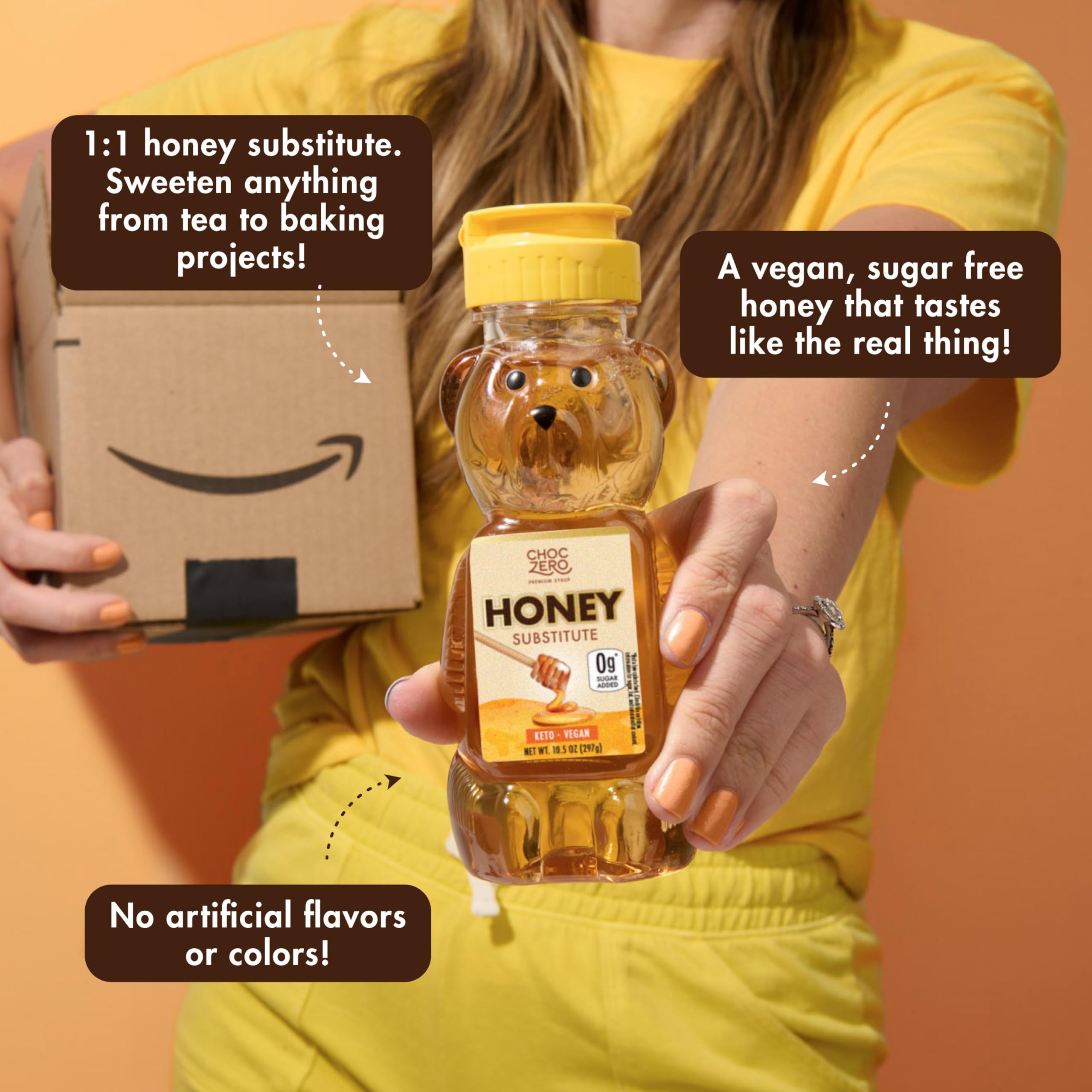 ChocZero sugar-free honey substitute bake glaze on a dessert