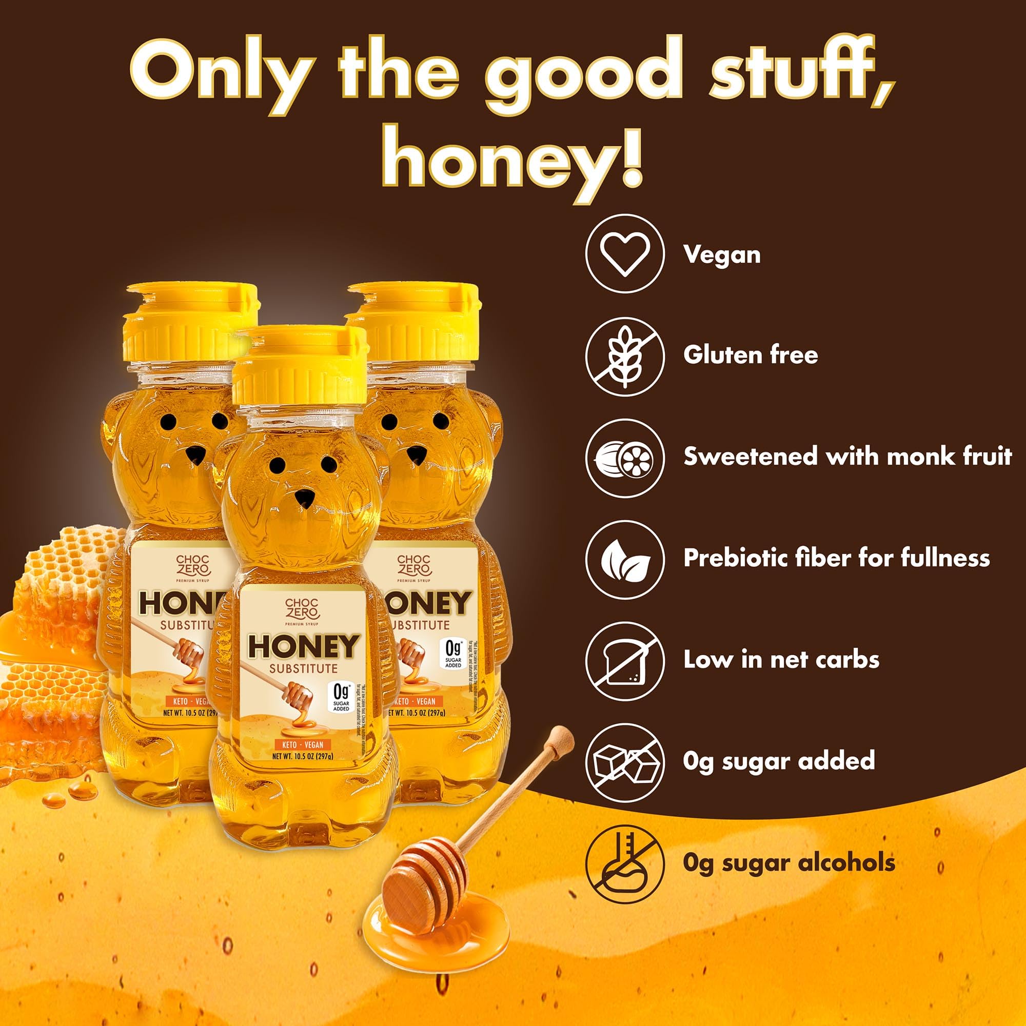 ChocZero sugar-free honey substitute tea mix stirred into a warm cup