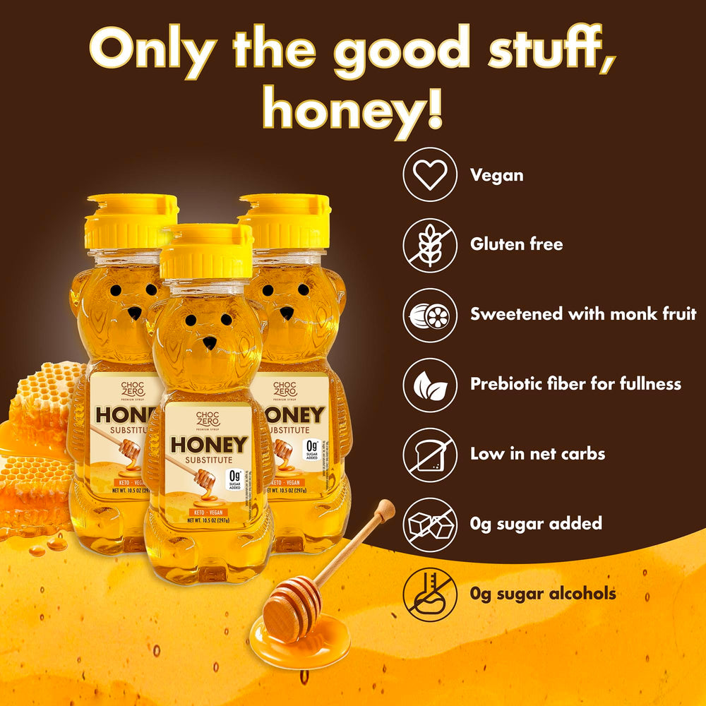 ChocZero sugar-free honey substitute tea mix stirred into a warm cup