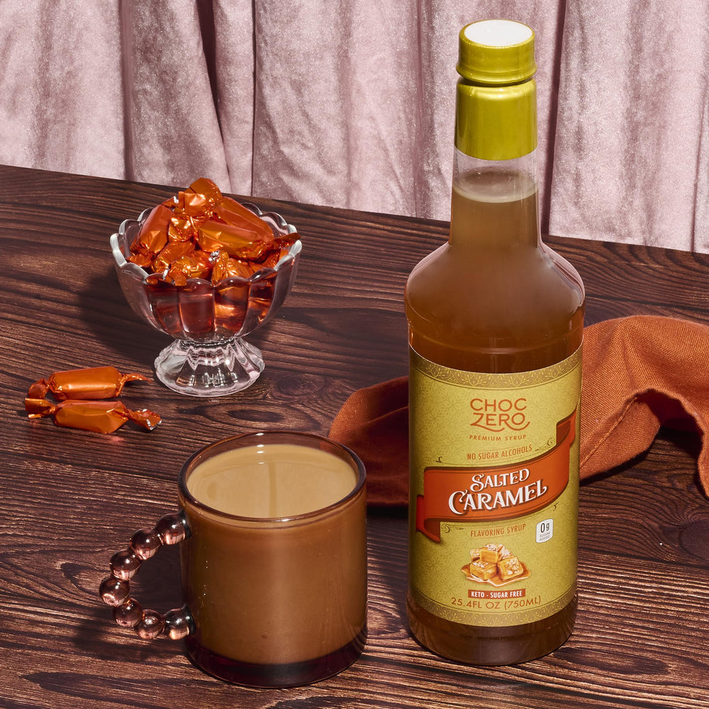 ChocZero Sugar Free Coffee Syrup salted caramel in desserts creates a rich finish.