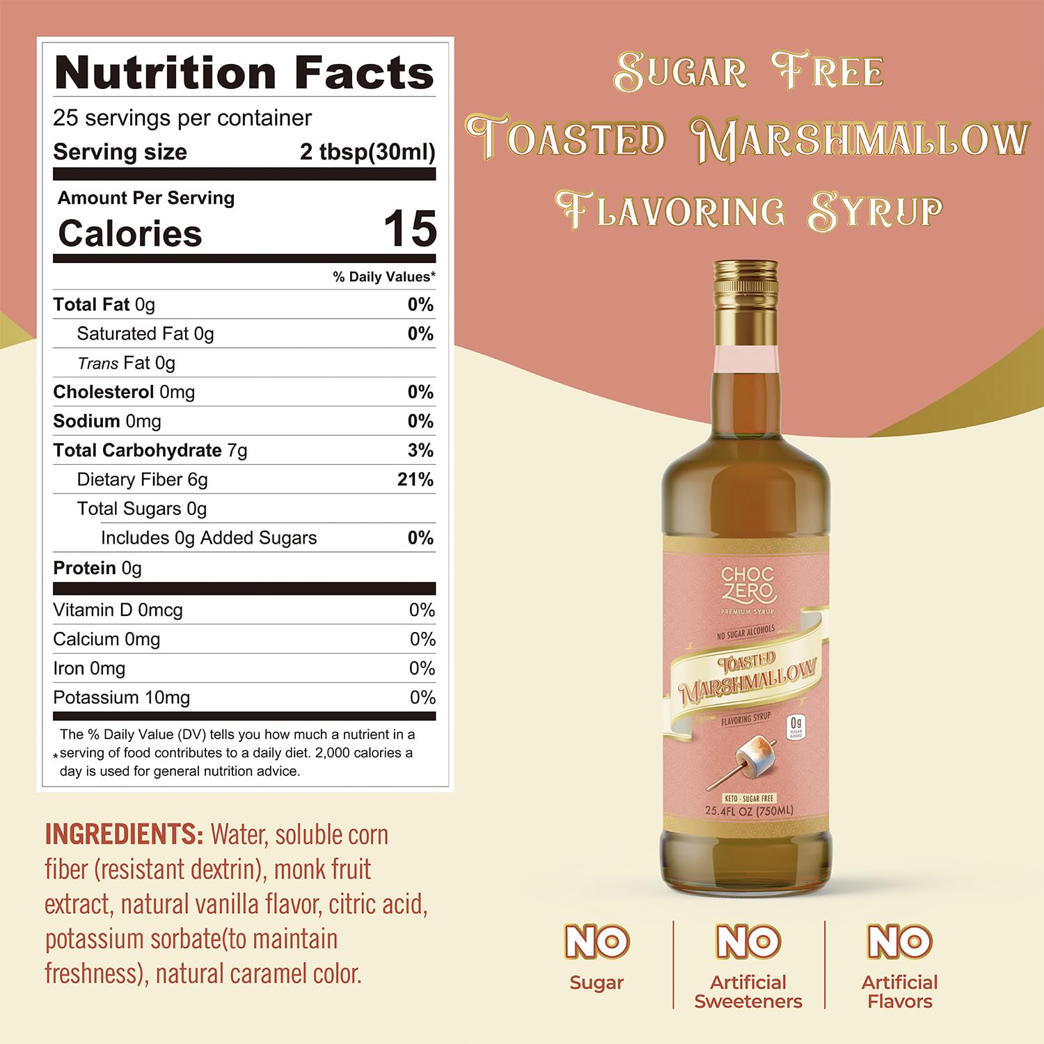 ChocZero toasted marshmallow syrup pour showcasing quick, low-sugar coffee sweetening