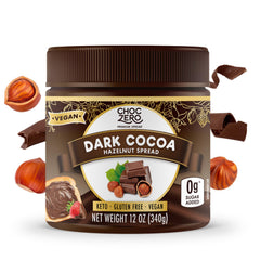ChocZero vegan cocoa hazelnut spread jar showing rich texture for keto-friendly snacking