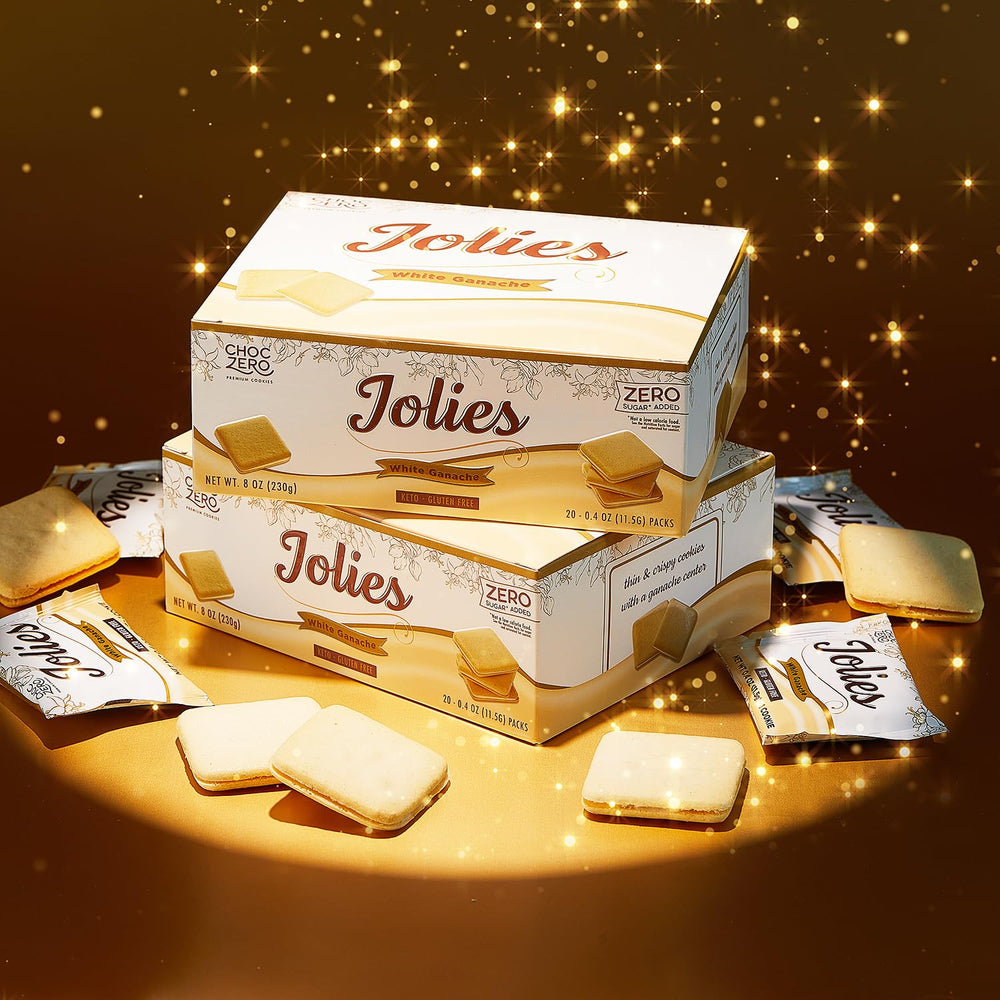 ChocZero Jolies cross-section shows ganache and crisp shortbread texture.