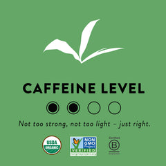 Choice Organic Teas caffeine per bag highlight for balanced energy
