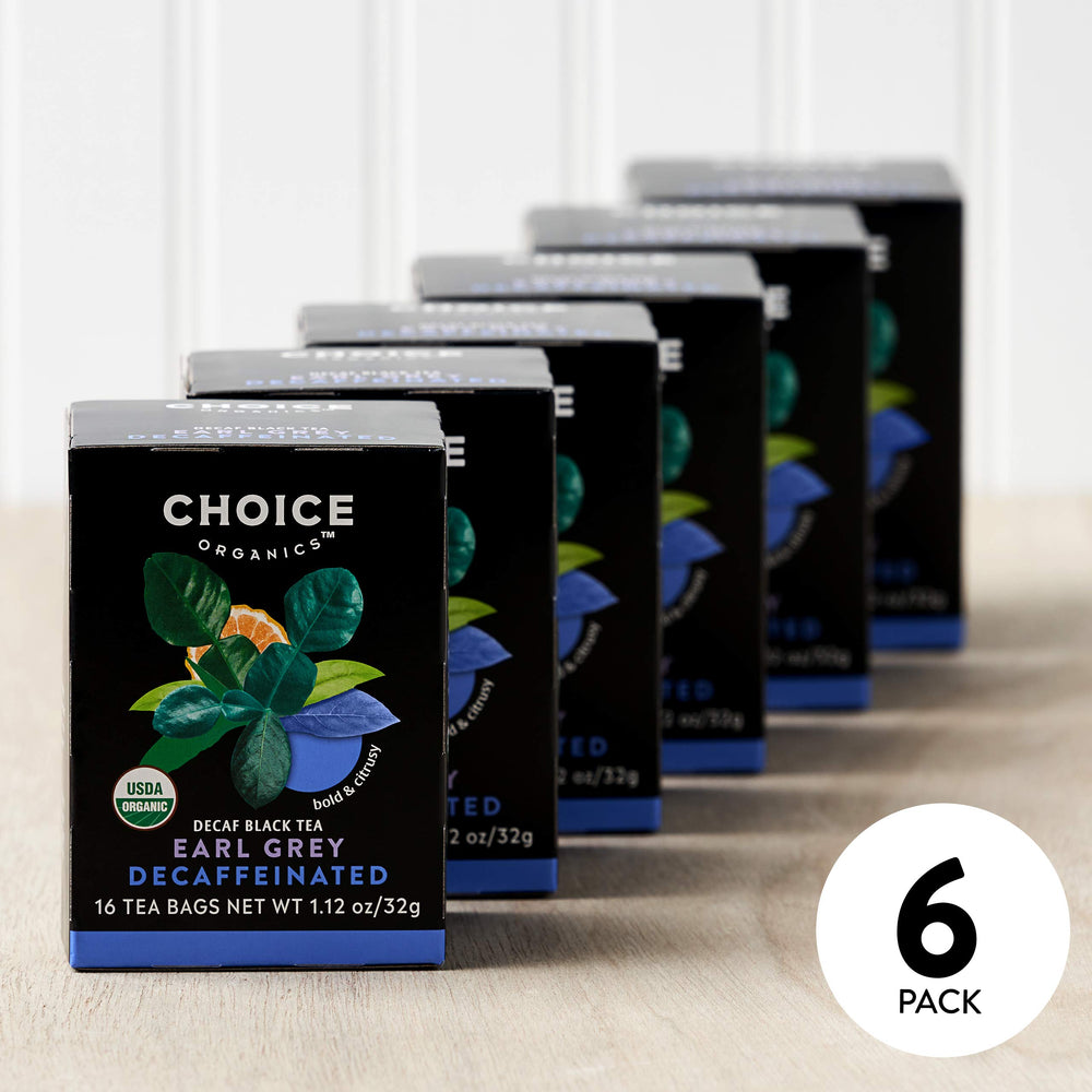 Choice Organic Teas six-pack packaging highlighting convenience.