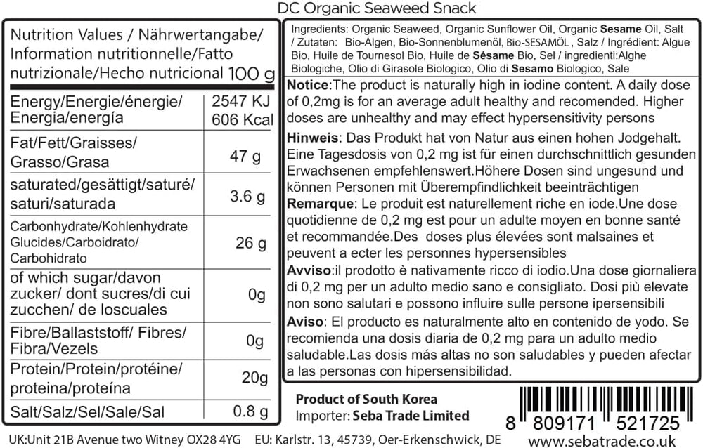 Individually packed CHOI'S 1 seaweed sheets, easy snack on the go.