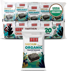 CHOI'S 1 Organic Daechun seaweed snacks 20-pack, convenient on-the-go freshness.
