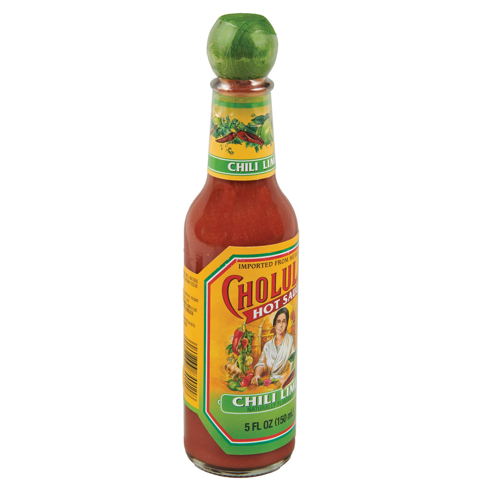 Cholula Chili Lime hot sauce bottle with wooden cap boosts flavor