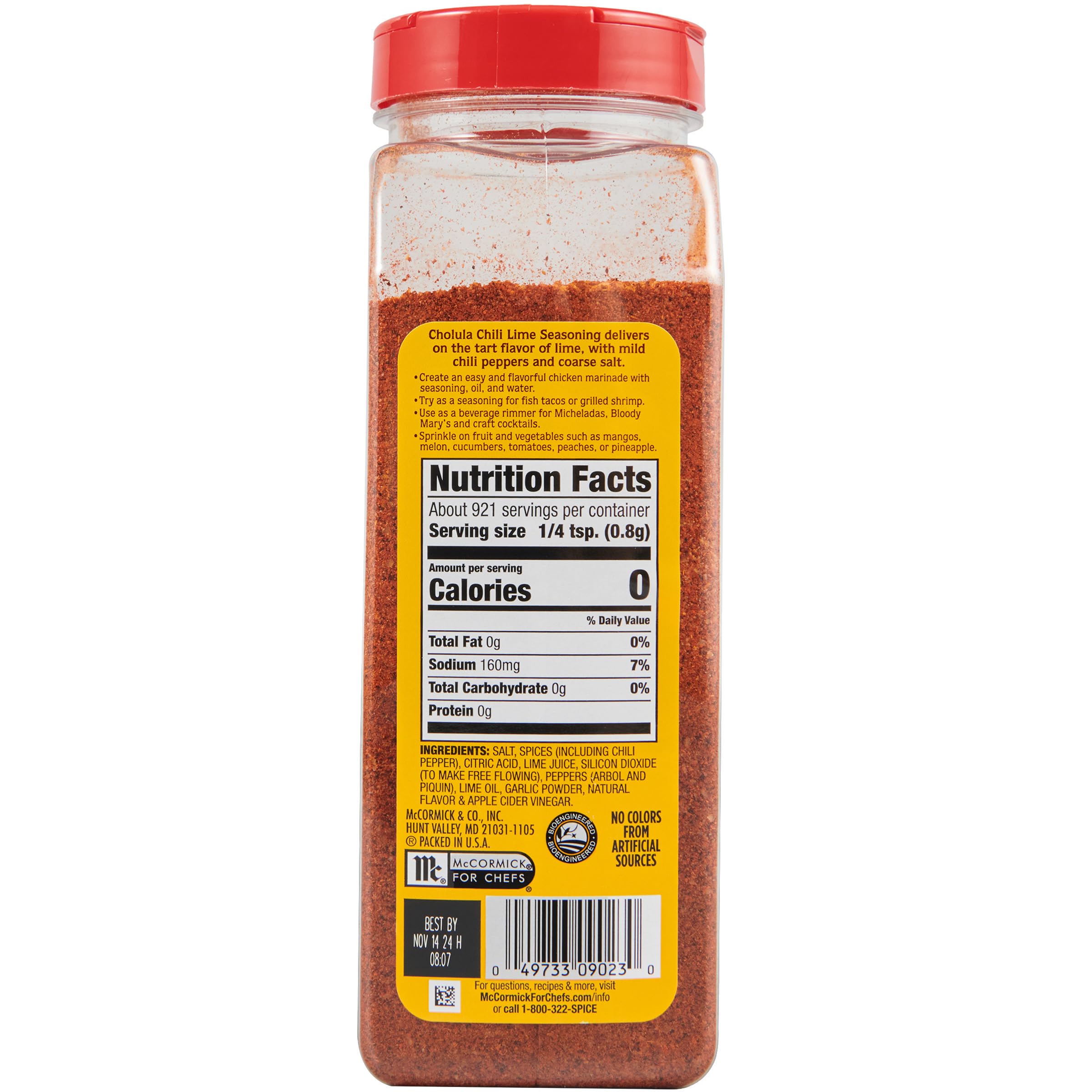 Cholula Chili Lime Seasoning being poured to season foods with citrus heat.