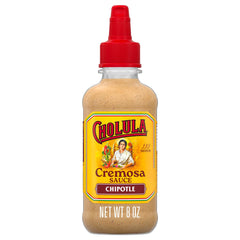 Cholula Cremosa Chipotle bottle pour adds creamy, smoky heat to tacos