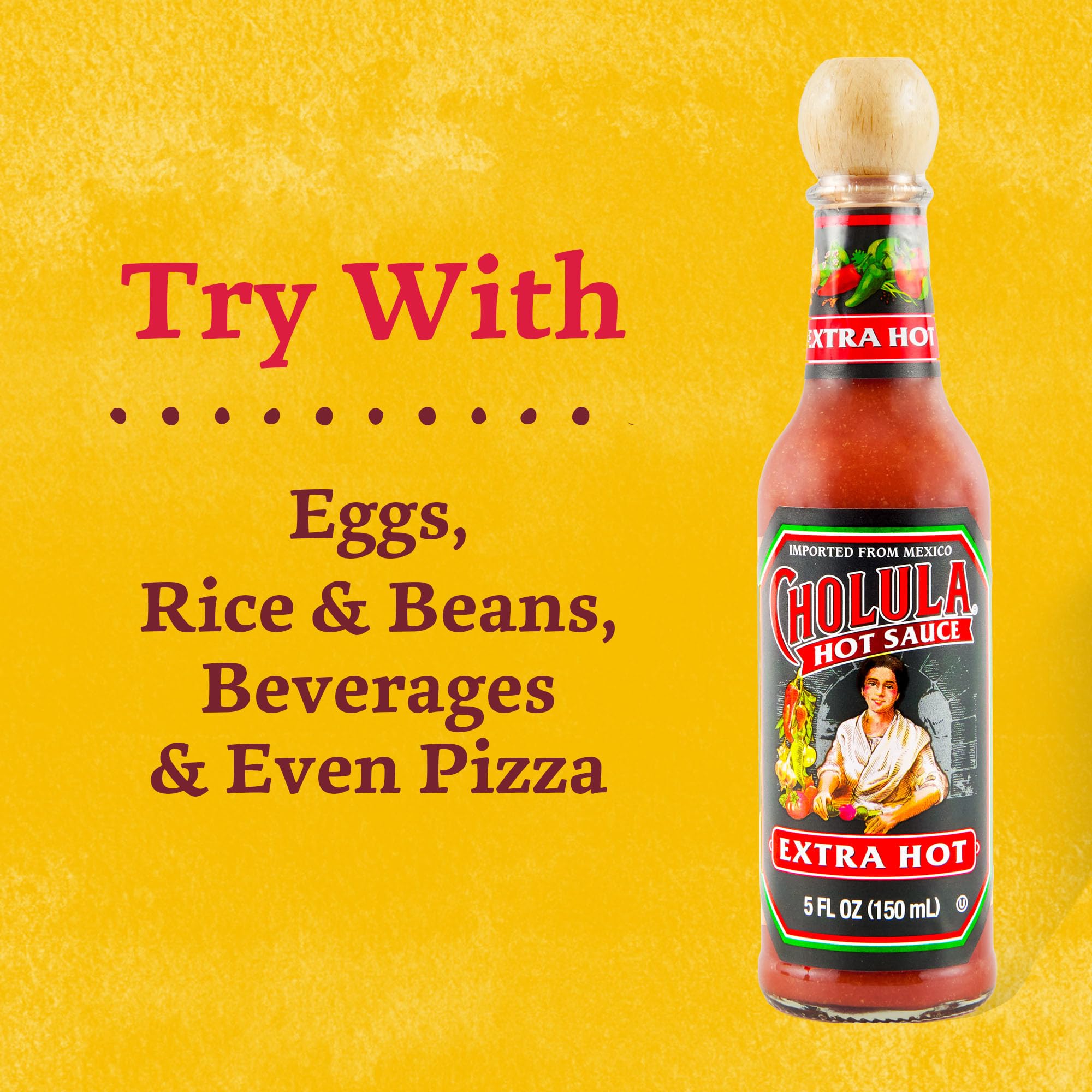 Cholula Extra Hot pizza slice drizzled with heat