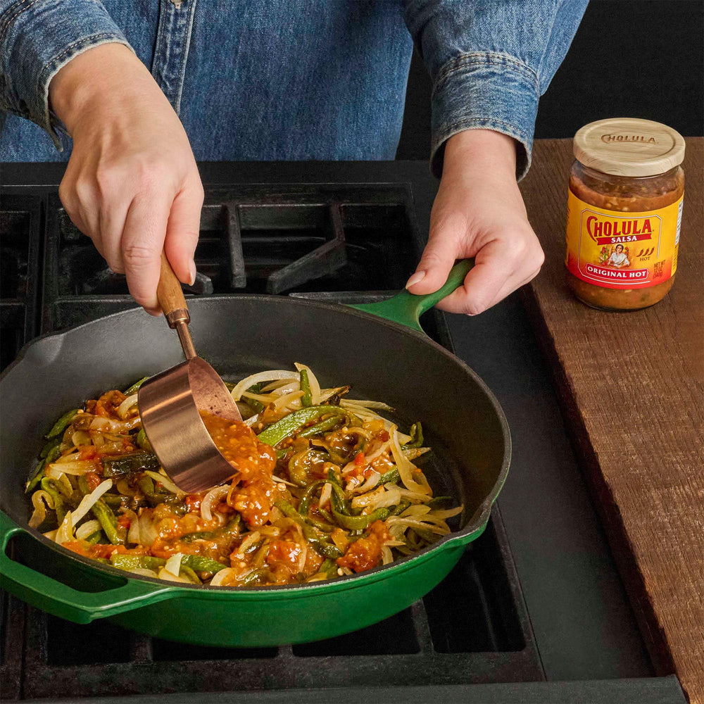 Cholula Original Hot salsa nacho plate spices up snacking.