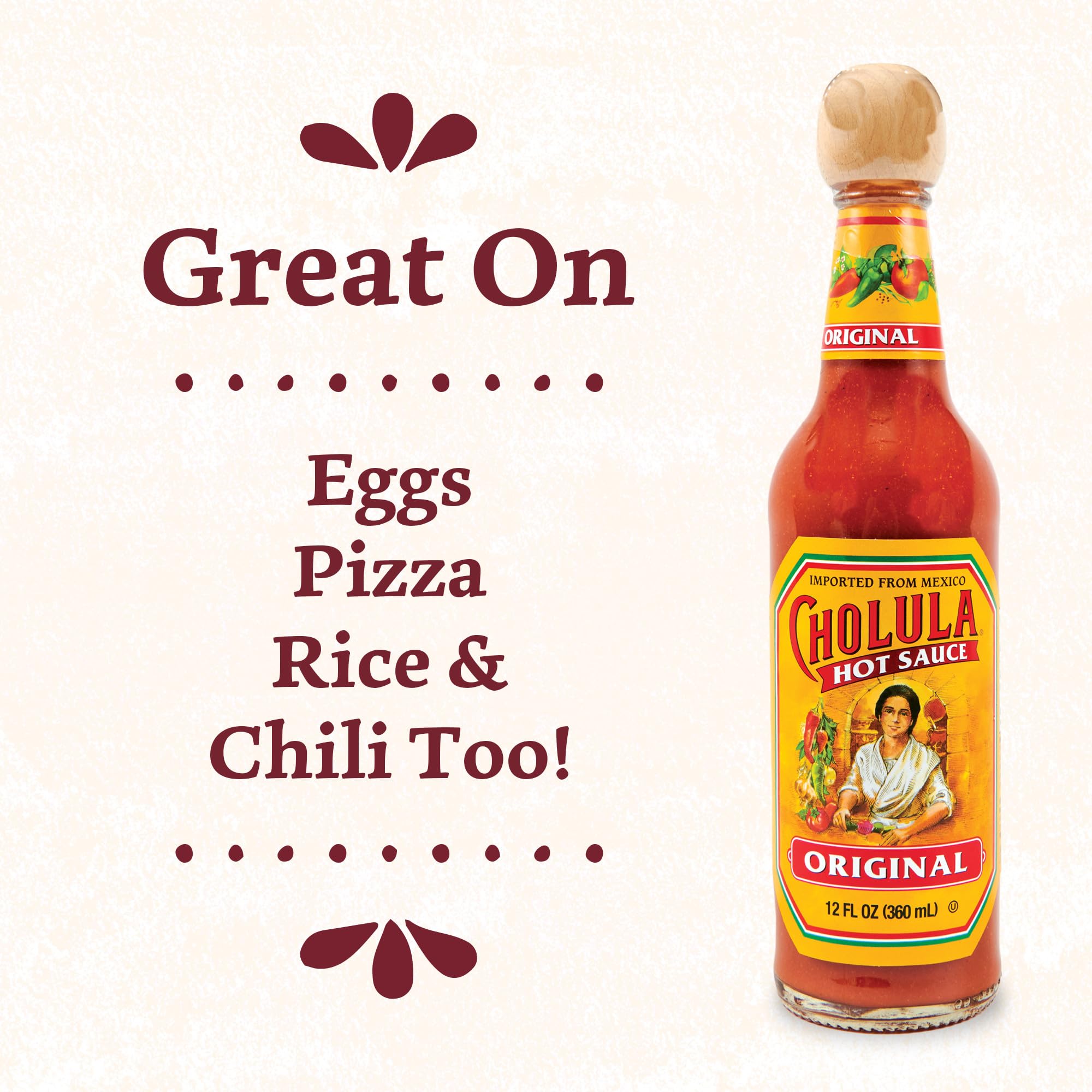 Gift-ready Cholula Original packaging showing the three-bottle set.