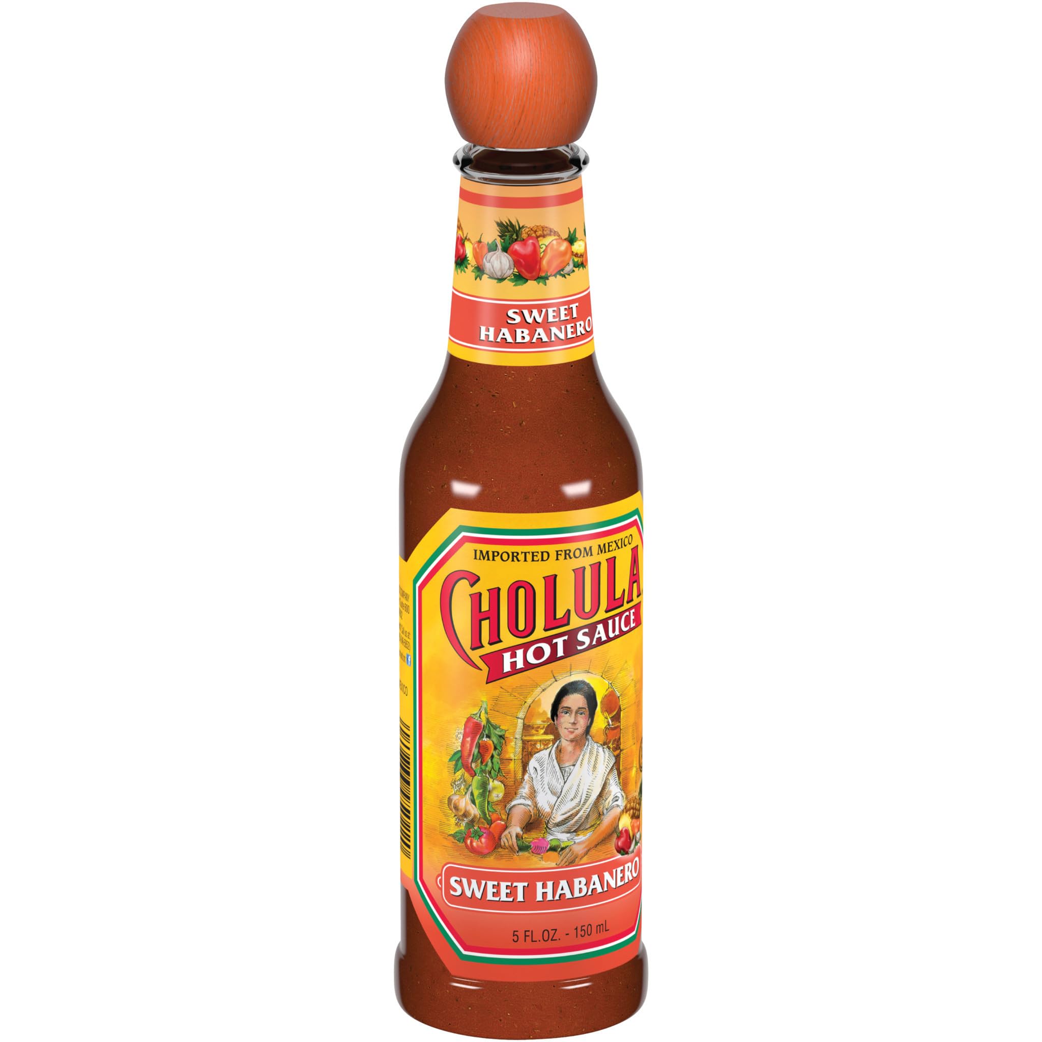 Cholula Sweet Habanero bottle pour adds tropical heat to sauces.