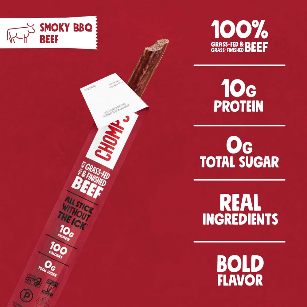 Chomps jerky stick texture highlights bold flavor and lean meat.