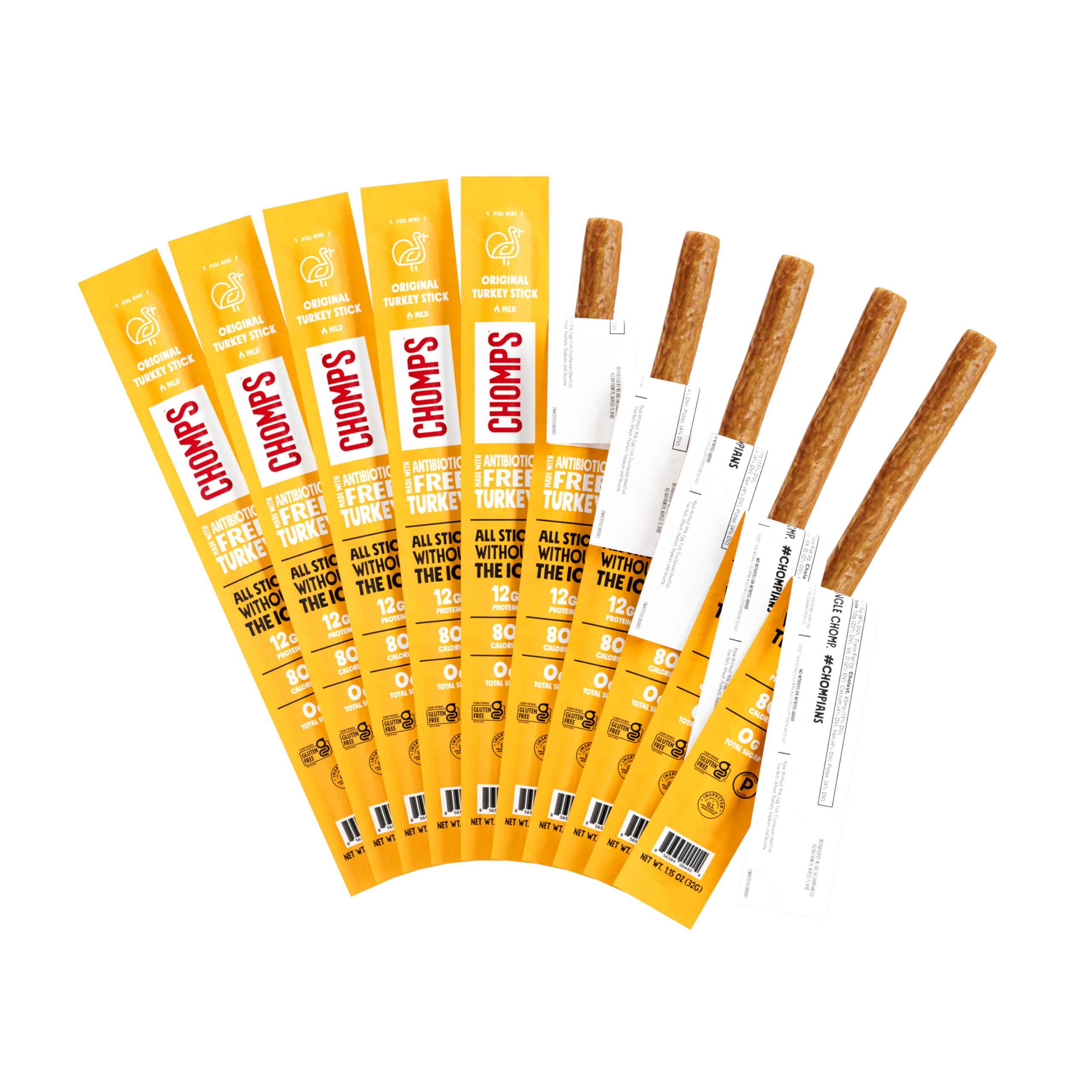 Chomps Original Turkey Jerky Stick pack for on-the-go energy.