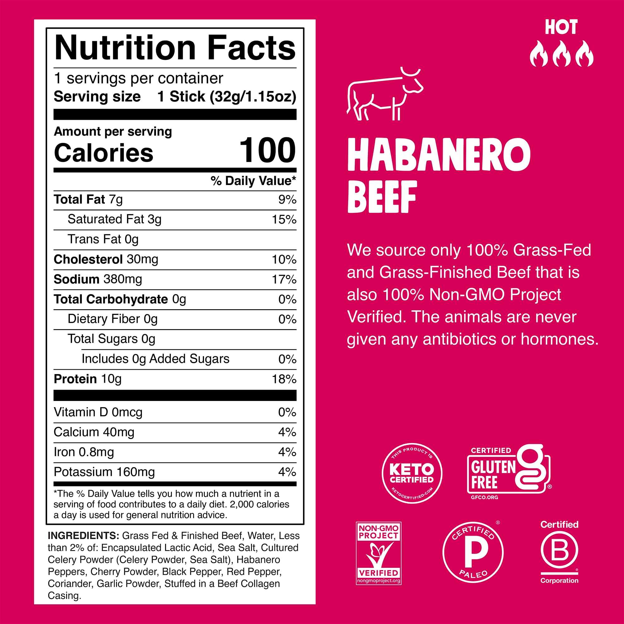 Chomps spicy habanero beef jerky stick seasoning close-up highlighting bold flavor