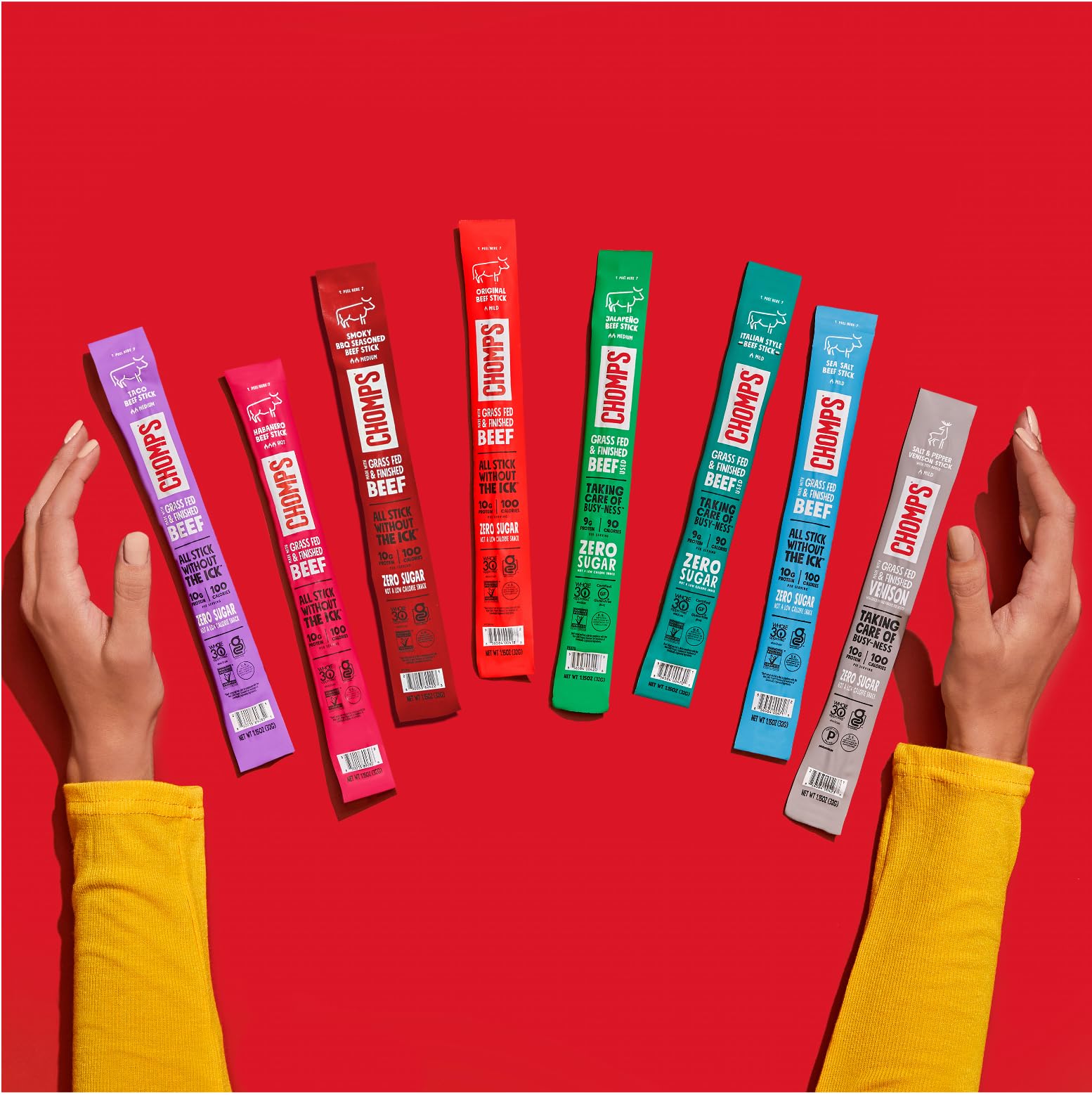Chomps kitchen-ready jerky sticks ready for a quick snack