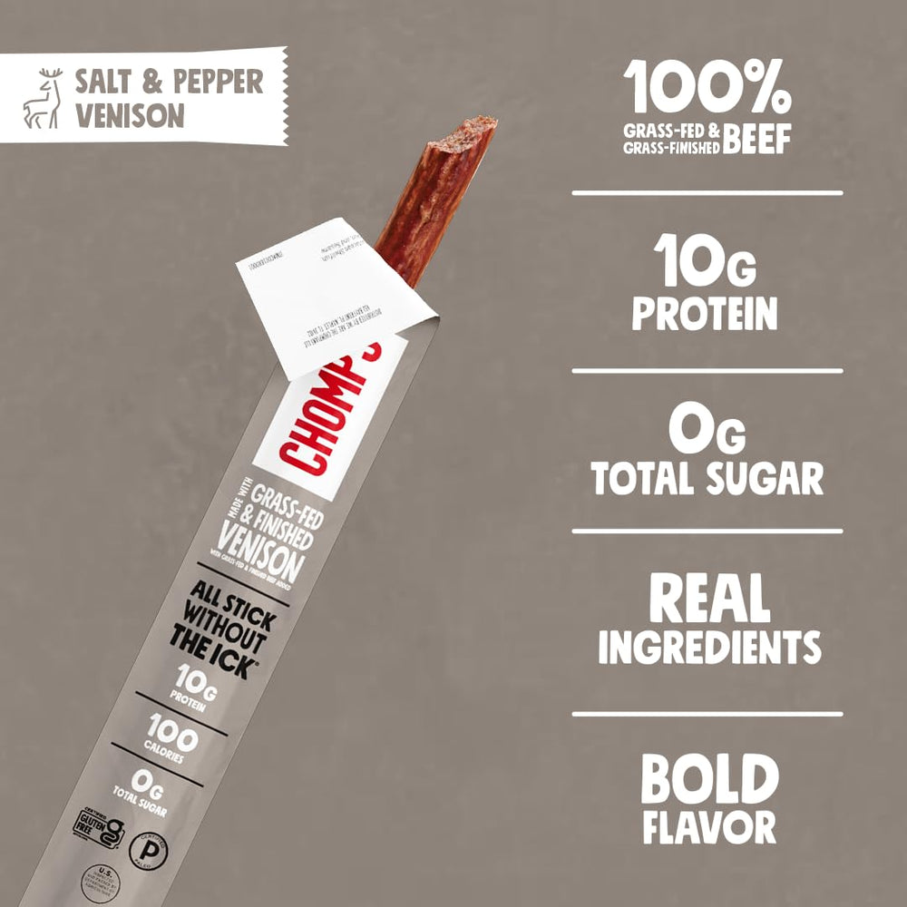 Chomps venison stick ingredients section suggests quality and clean taste.