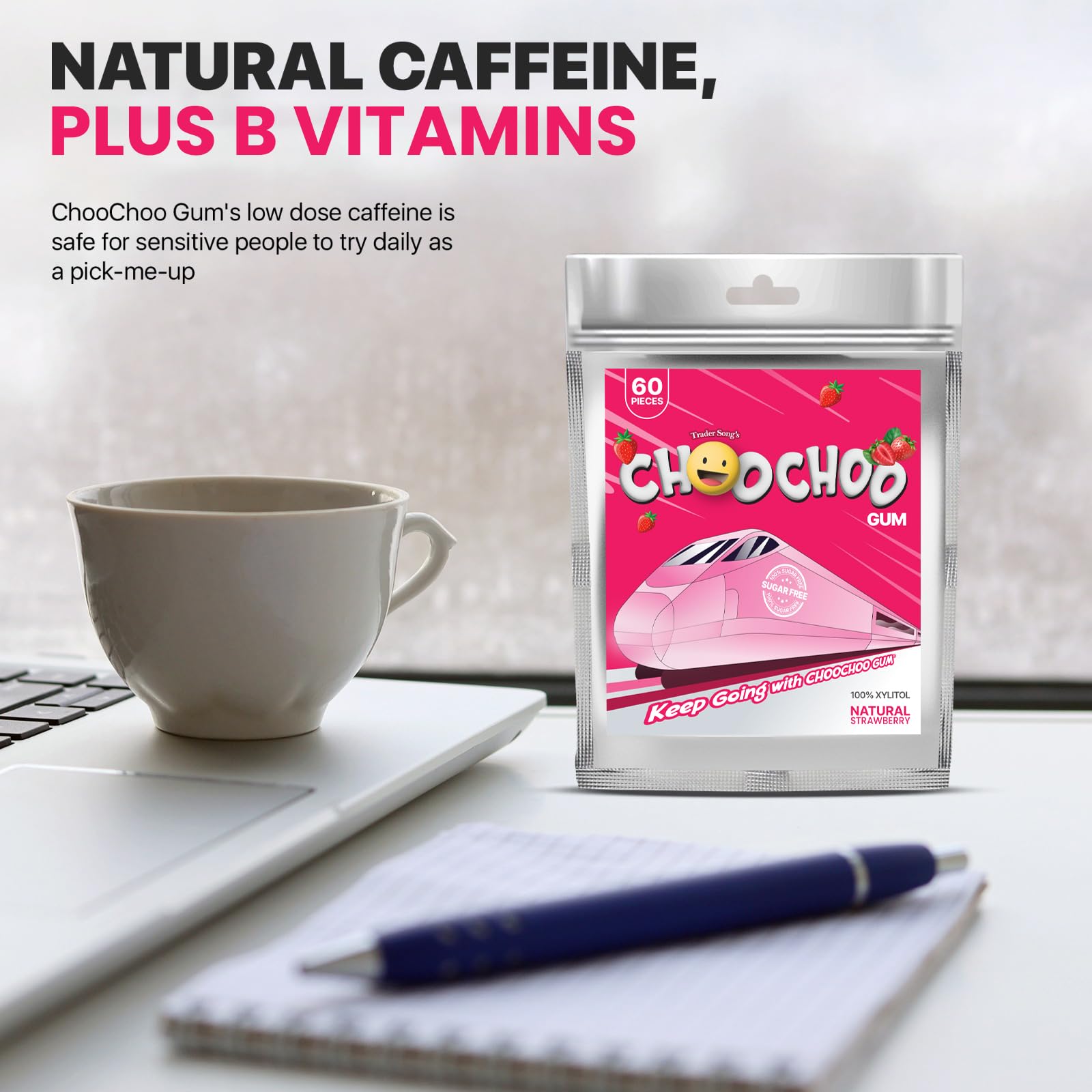 ChooChoo Gum breath-freshening effect after chewing with natural peppermint aroma