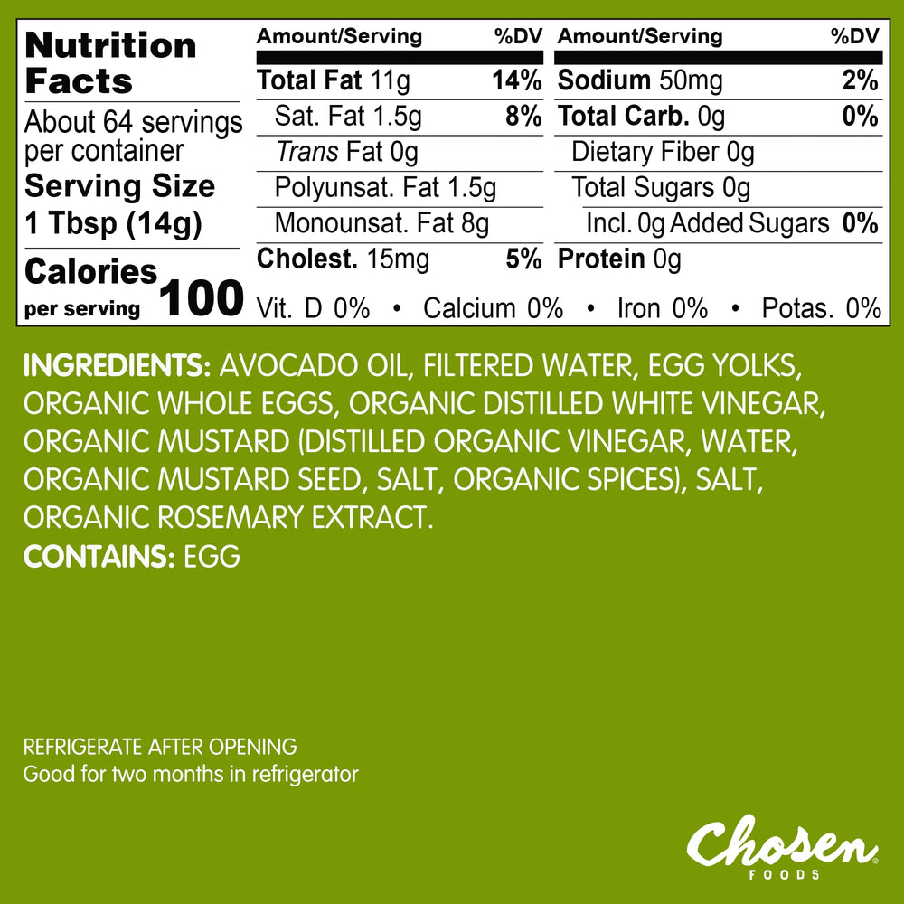 Chosen Foods avocado mayo jar on kitchen counter showing versatile use for dressings and dips