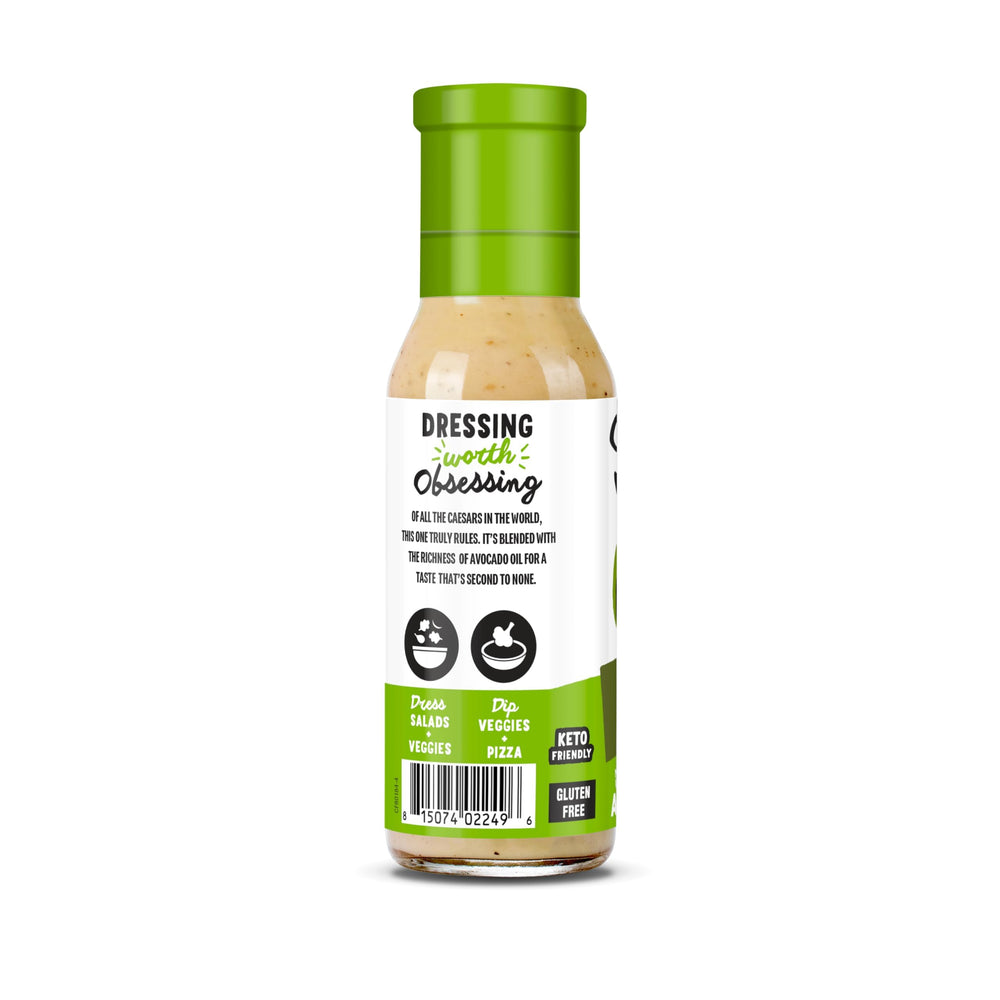Chosen Foods Avocado Oil Caesar Dressing ingredients close-up showing avocado oil base.