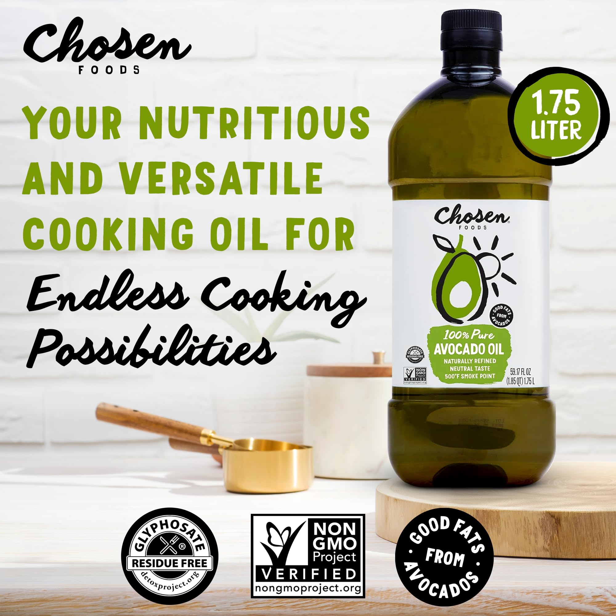 Chosen Foods Avocado Oil dressing and marinade scene showcases versatile flavor without overpowering herbs