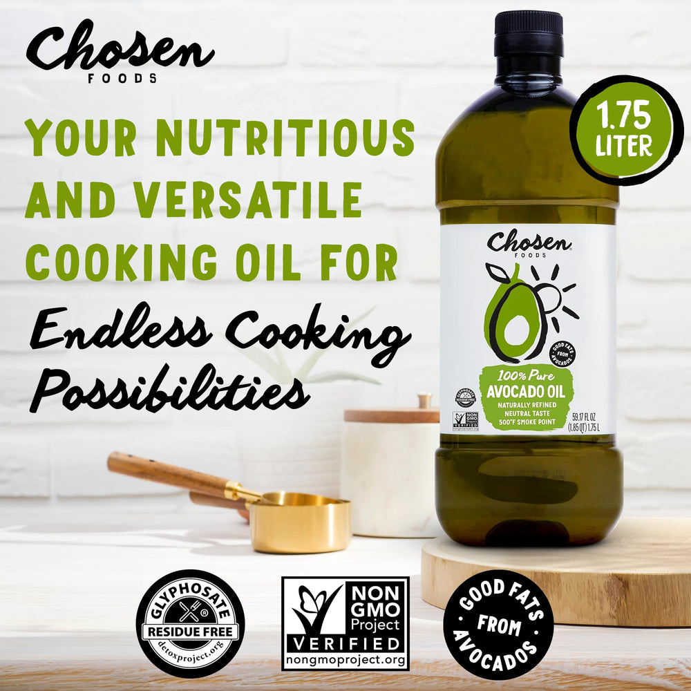 Chosen Foods Avocado Oil dressing and marinade scene showcases versatile flavor without overpowering herbs