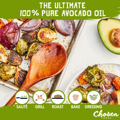 Chosen Foods Avocado Oil in a hot pan, demonstrating a high smoke point for cooking.
