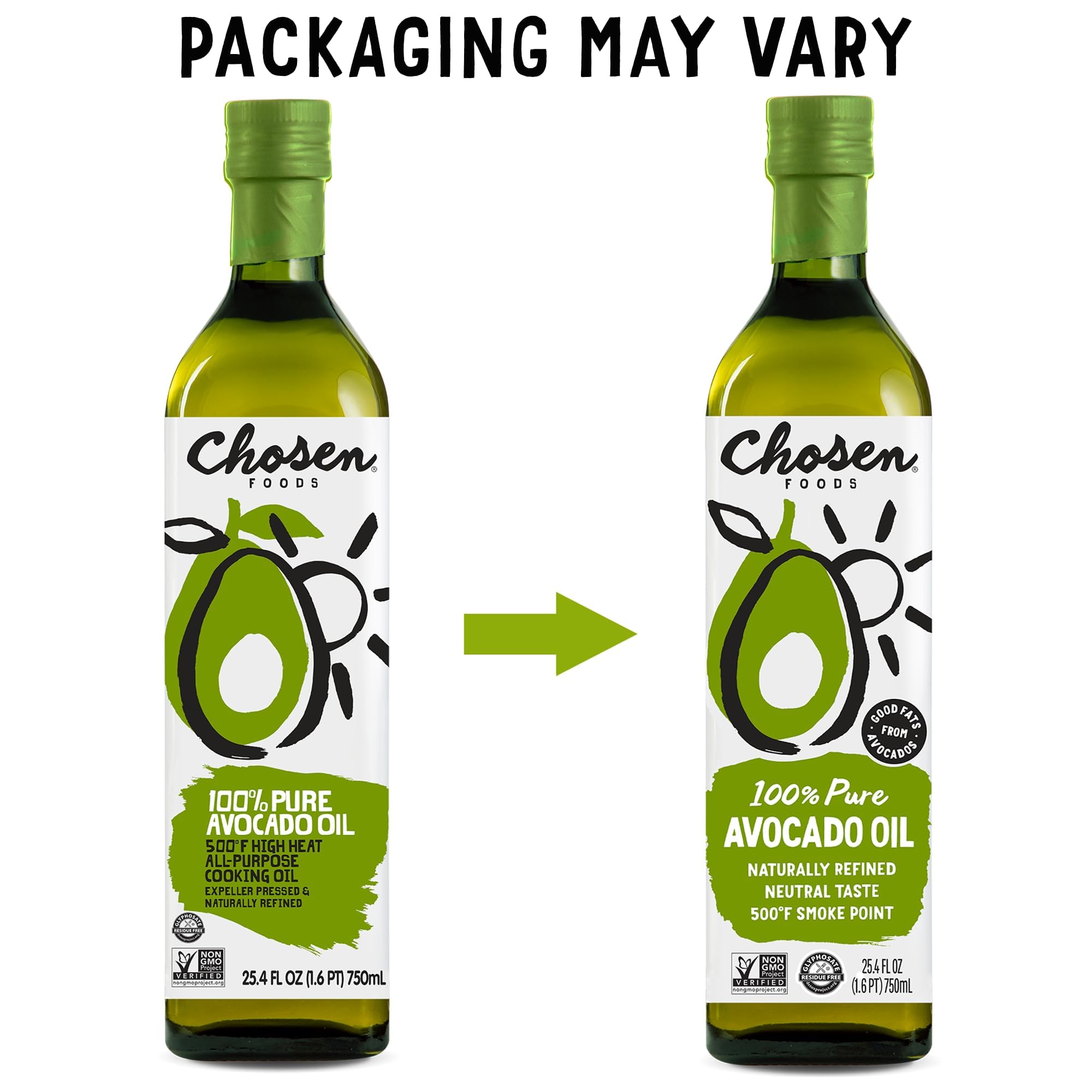 Chosen Foods Avocado Oil in a hot skillet emphasizes high smoke point