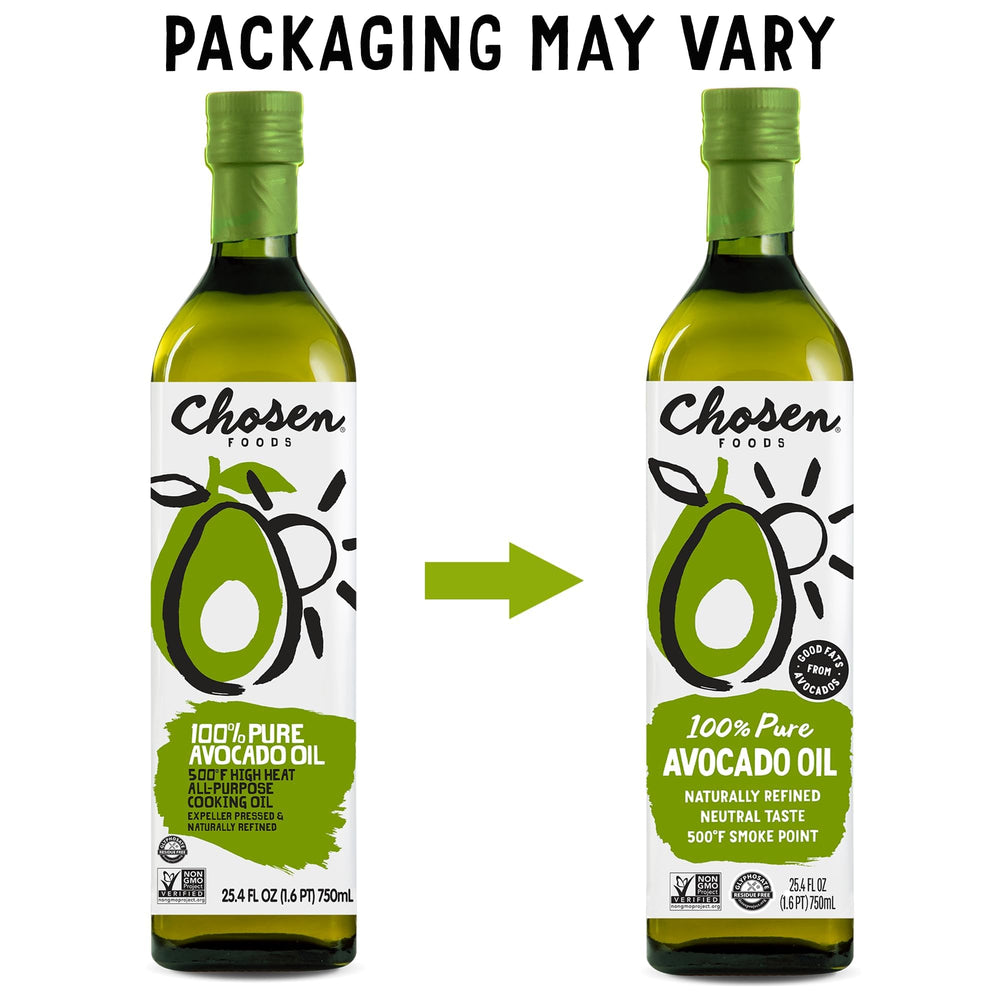 Chosen Foods Avocado Oil in a hot skillet emphasizes high smoke point
