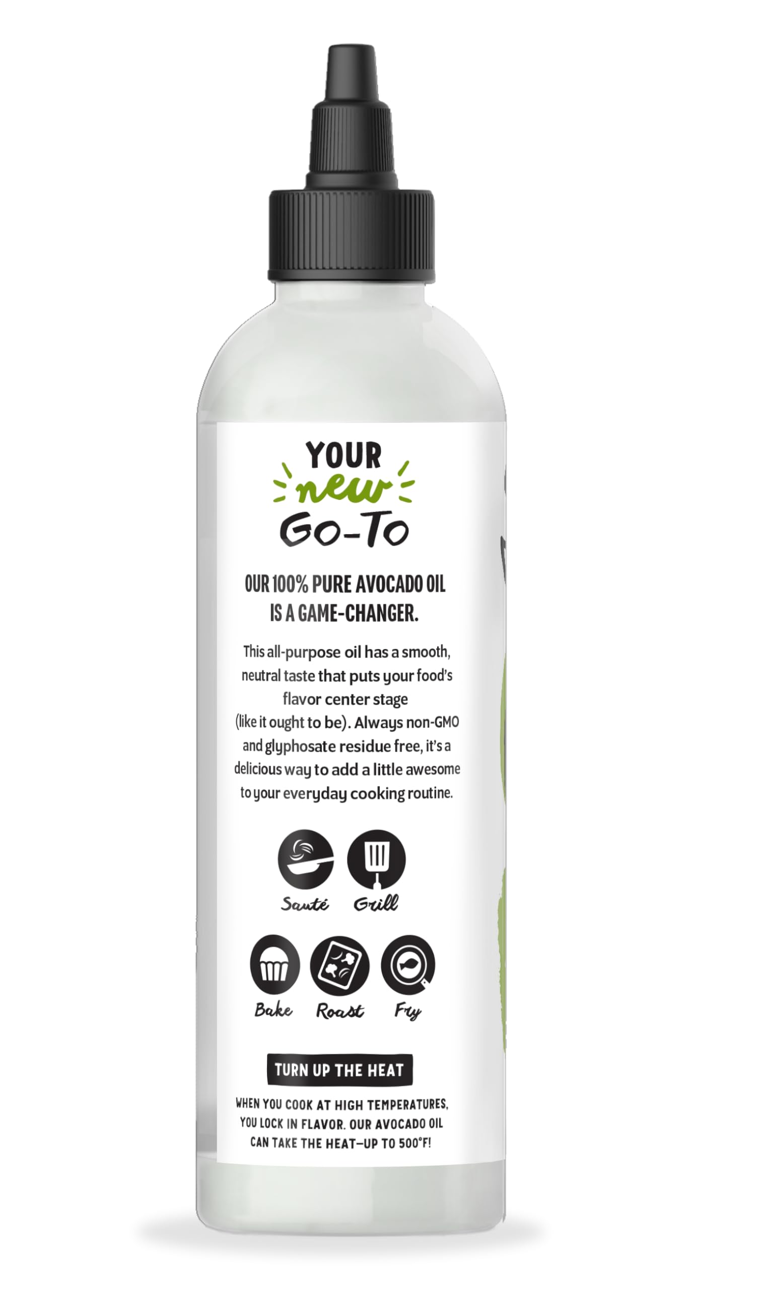 Chosen Foods Avocado Oil glass bottle on kitchen counter ready to cook