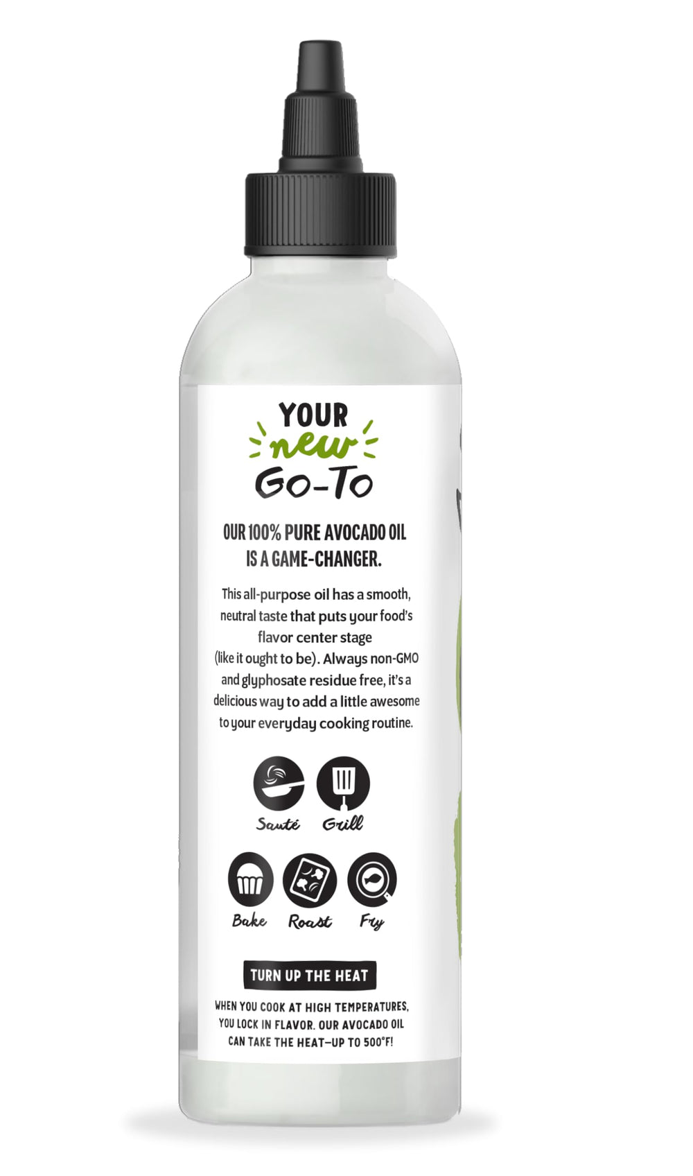 Chosen Foods Avocado Oil glass bottle on kitchen counter ready to cook