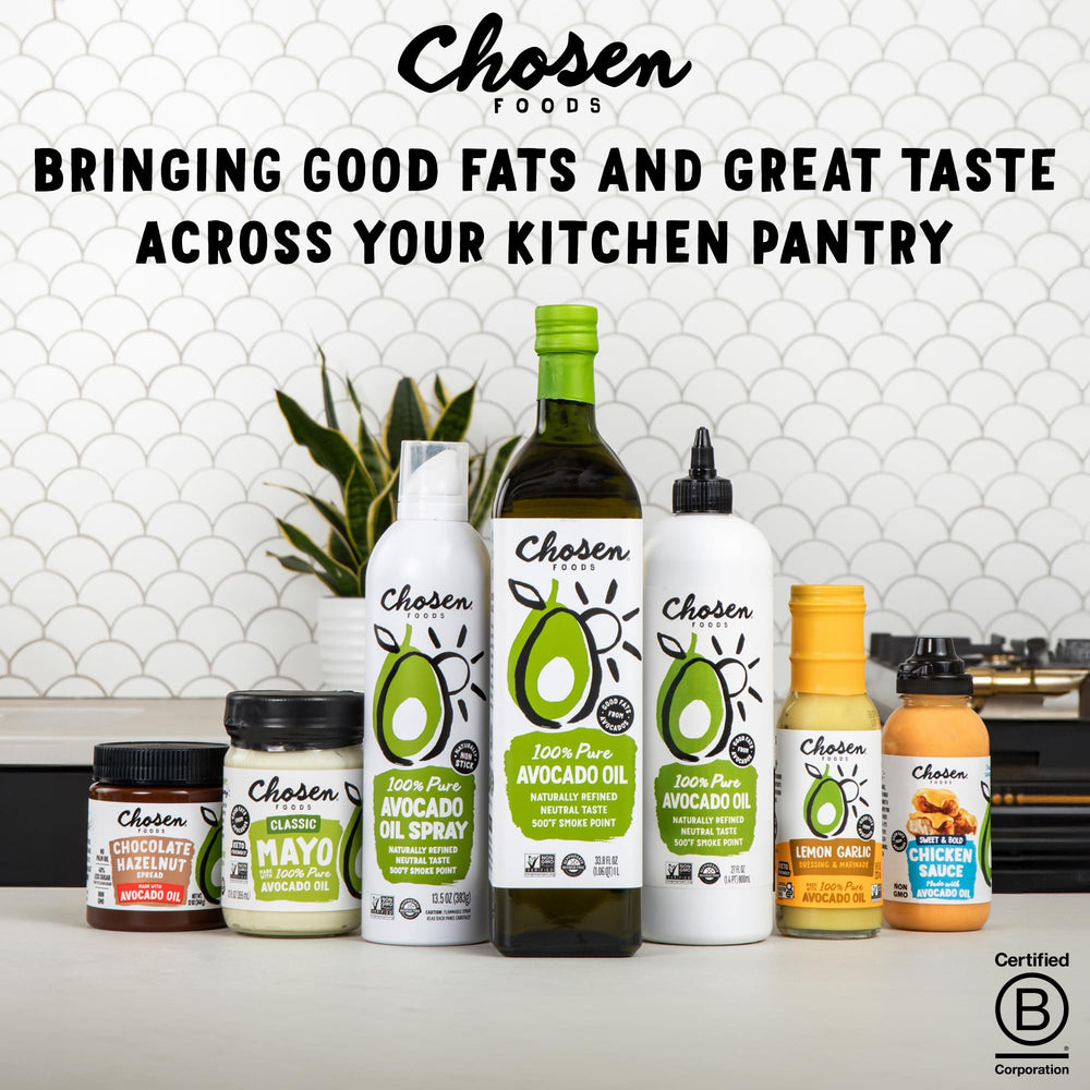 Chosen Foods Avocado Oil 1.75L packaging promotes pantry-ready convenience and long-lasting freshness