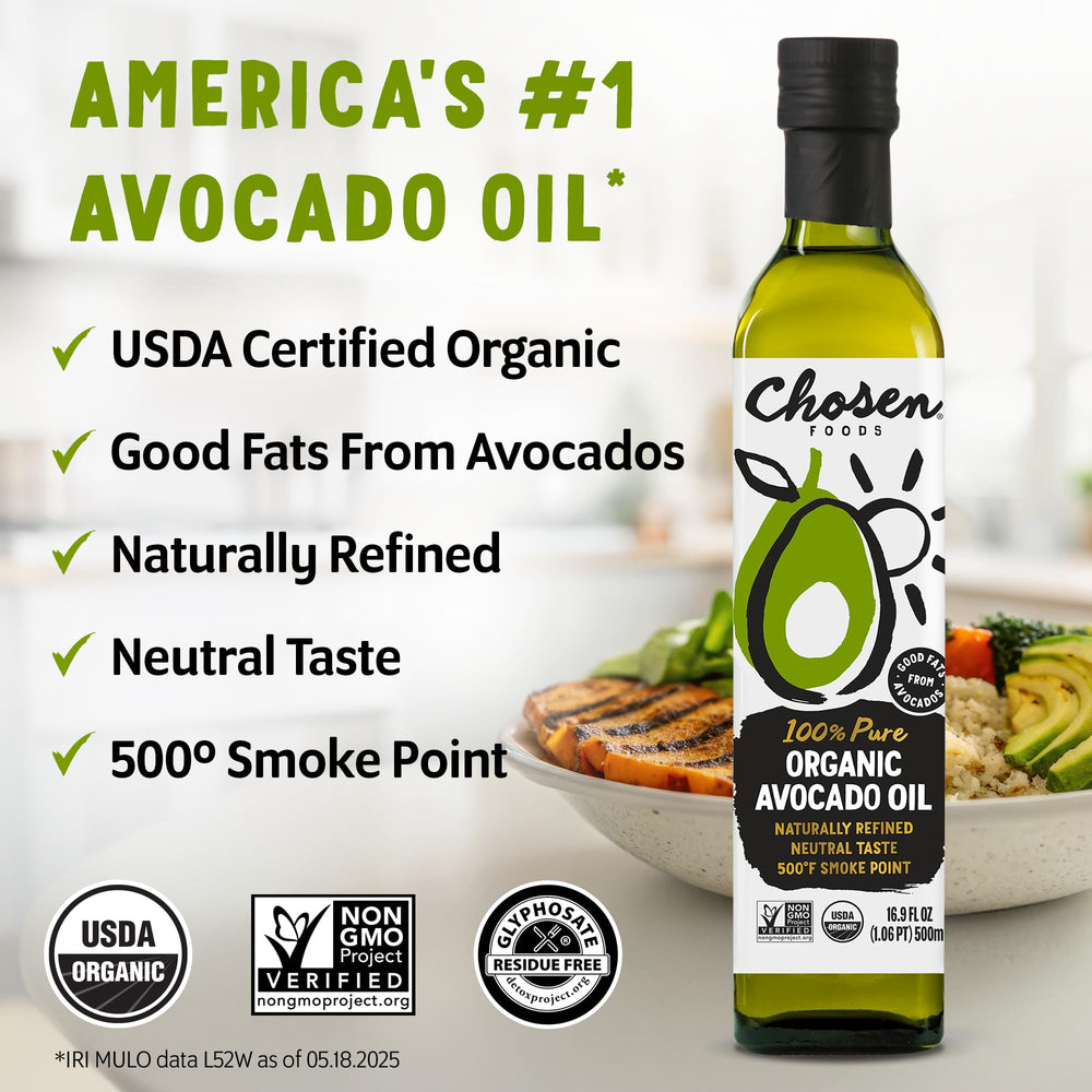 Chosen Foods Avocado Oil in pan during searing highlights clean taste.