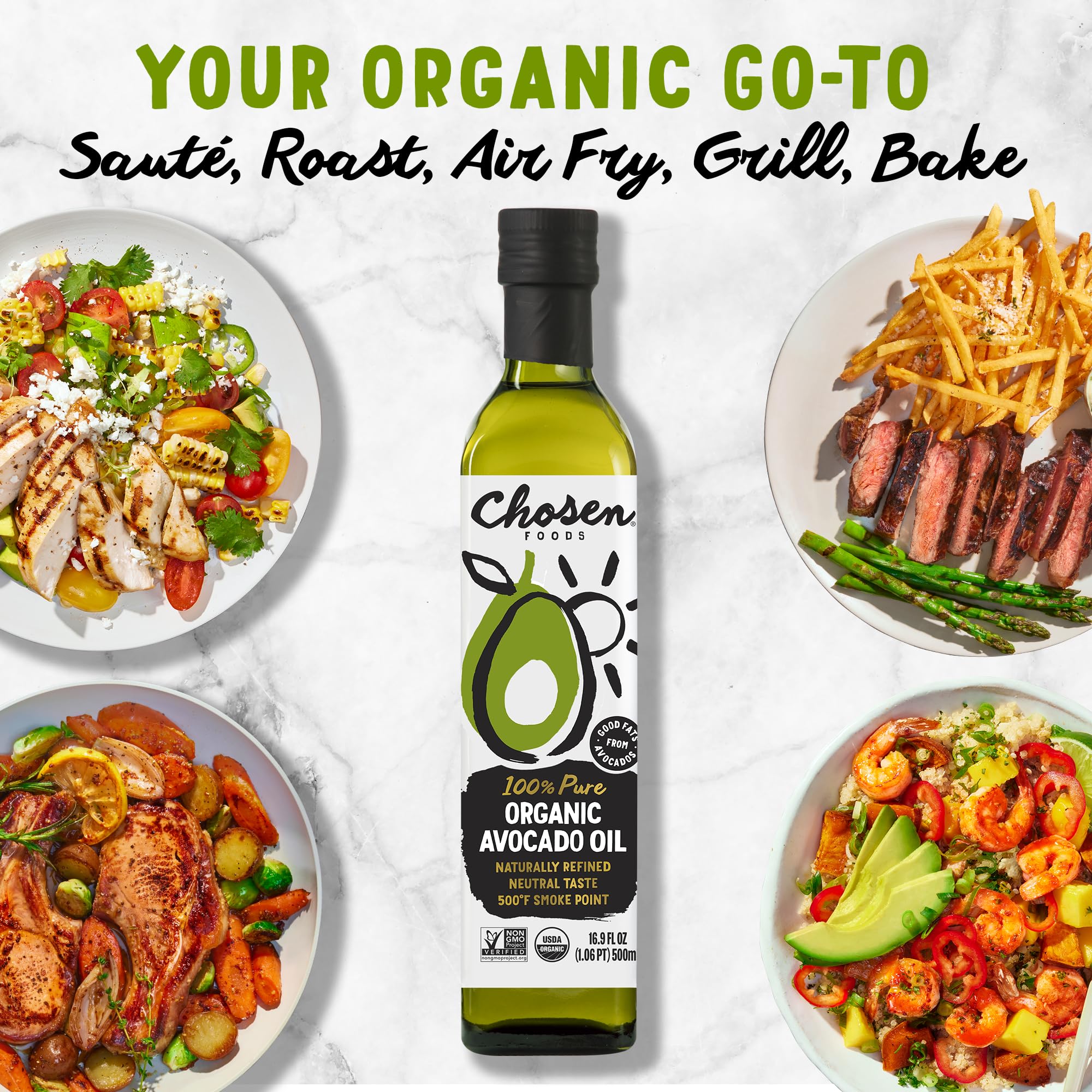 Chosen Foods Avocado Oil roasting in oven enhances vegetables with healthy fats.