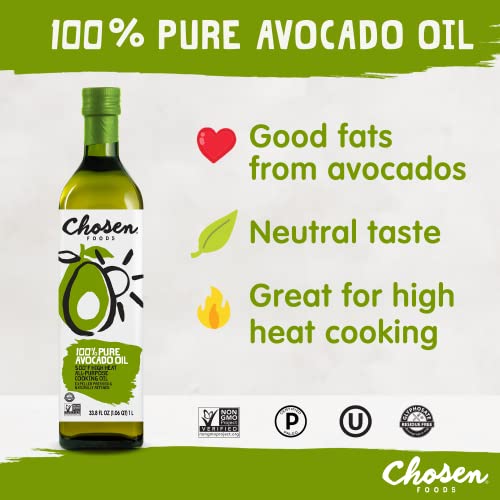 Chosen Foods Avocado Oil bottle over a salad for light dressing and flavor.