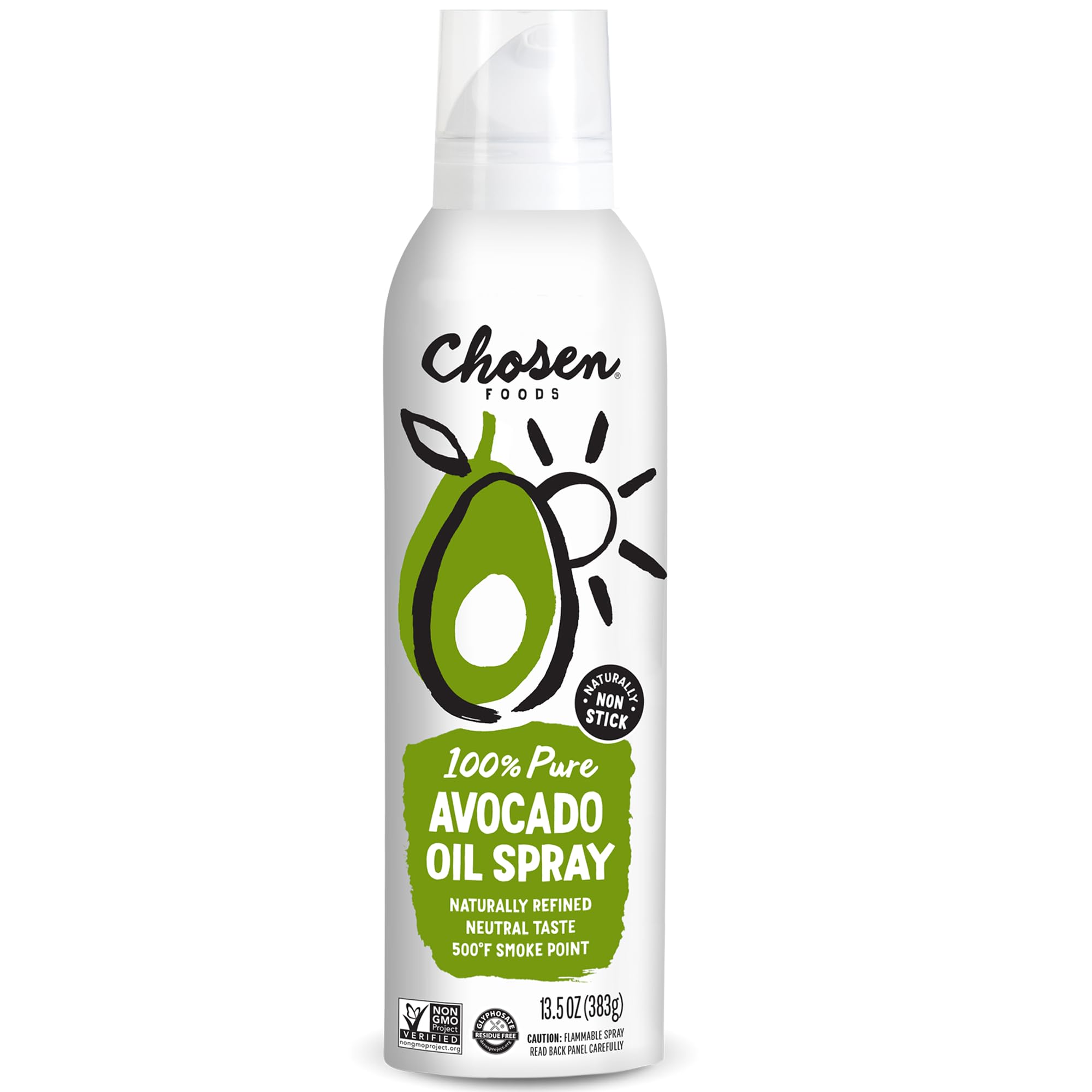 Chosen Foods Avocado Oil Spray dispersion-action highlights even coverage for cooking