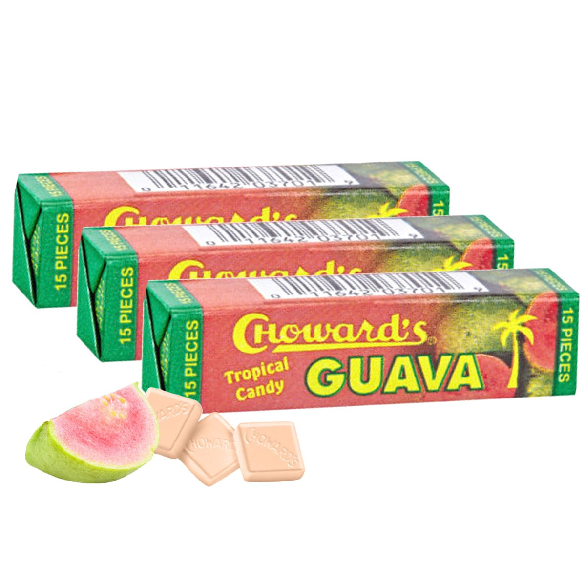 Choward's Guava Mint 3-pack front view showcases nostalgic flavor and convenient packaging.