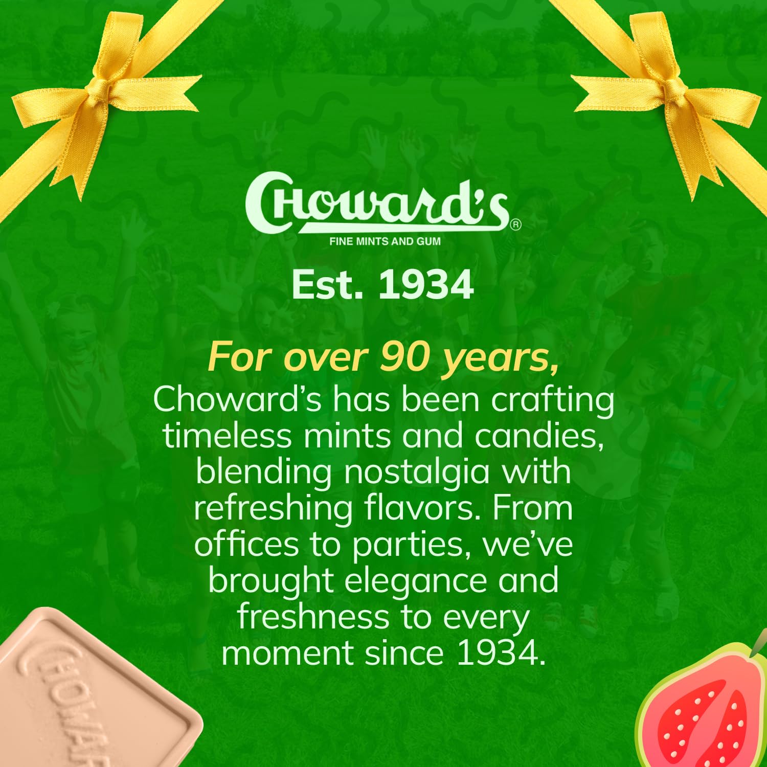 Choward's Guava Mint hand-picking mint pieces emphasizes quick, refreshing bites.